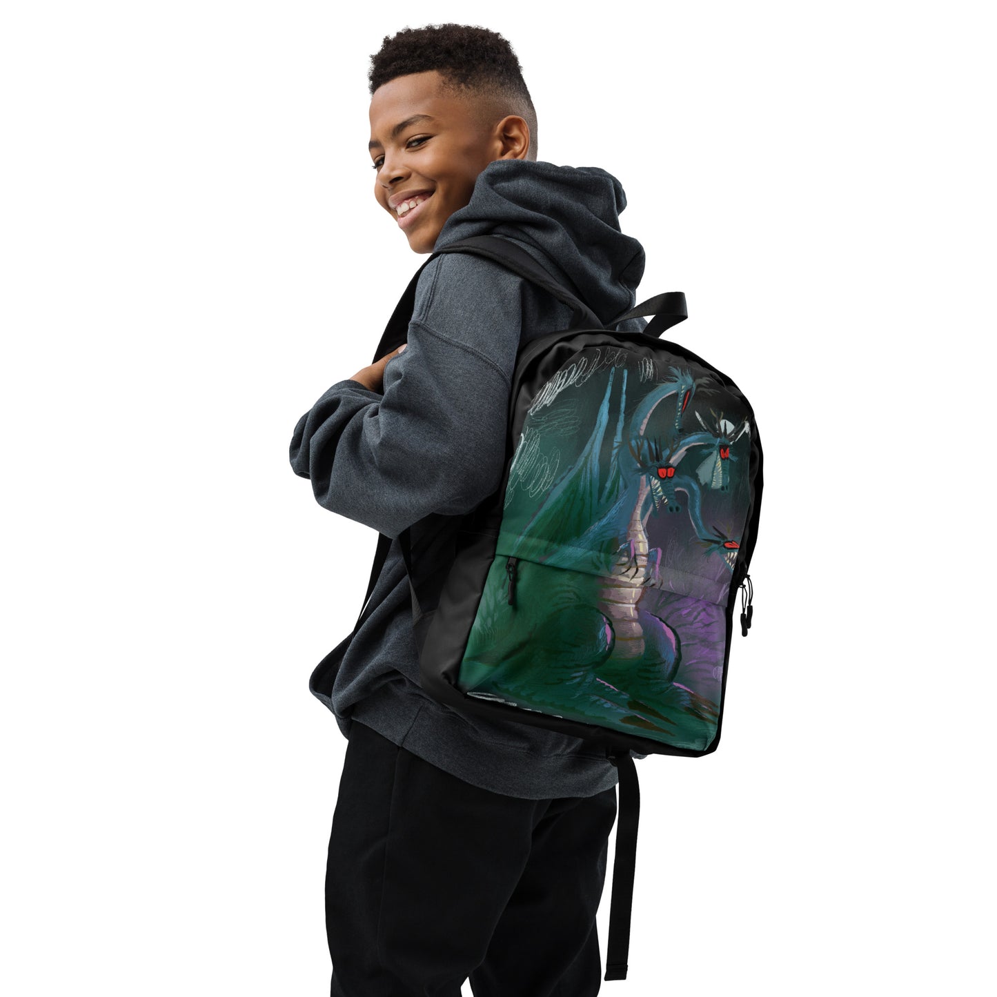 "Dragon Backpack - Hand-Drawn Illustration by Leo Matsuda | Unique Fantasy Art Bag"
