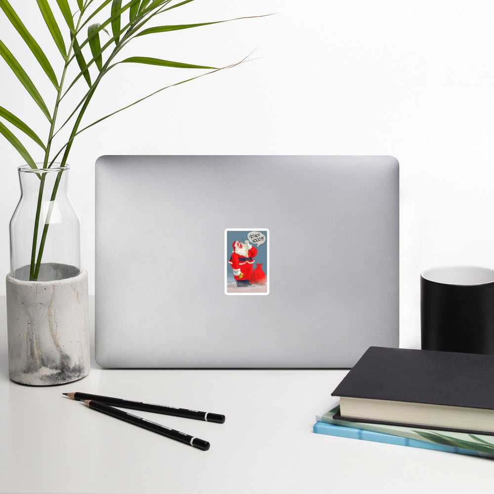 "Santa Christmas Bubble-Free Stickers - Hand-Drawn by Leo Matsuda | Festive Holiday Stickers"