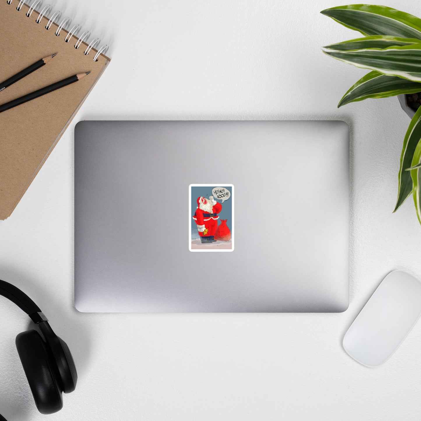 "Santa Christmas Bubble-Free Stickers - Hand-Drawn by Leo Matsuda | Festive Holiday Stickers"