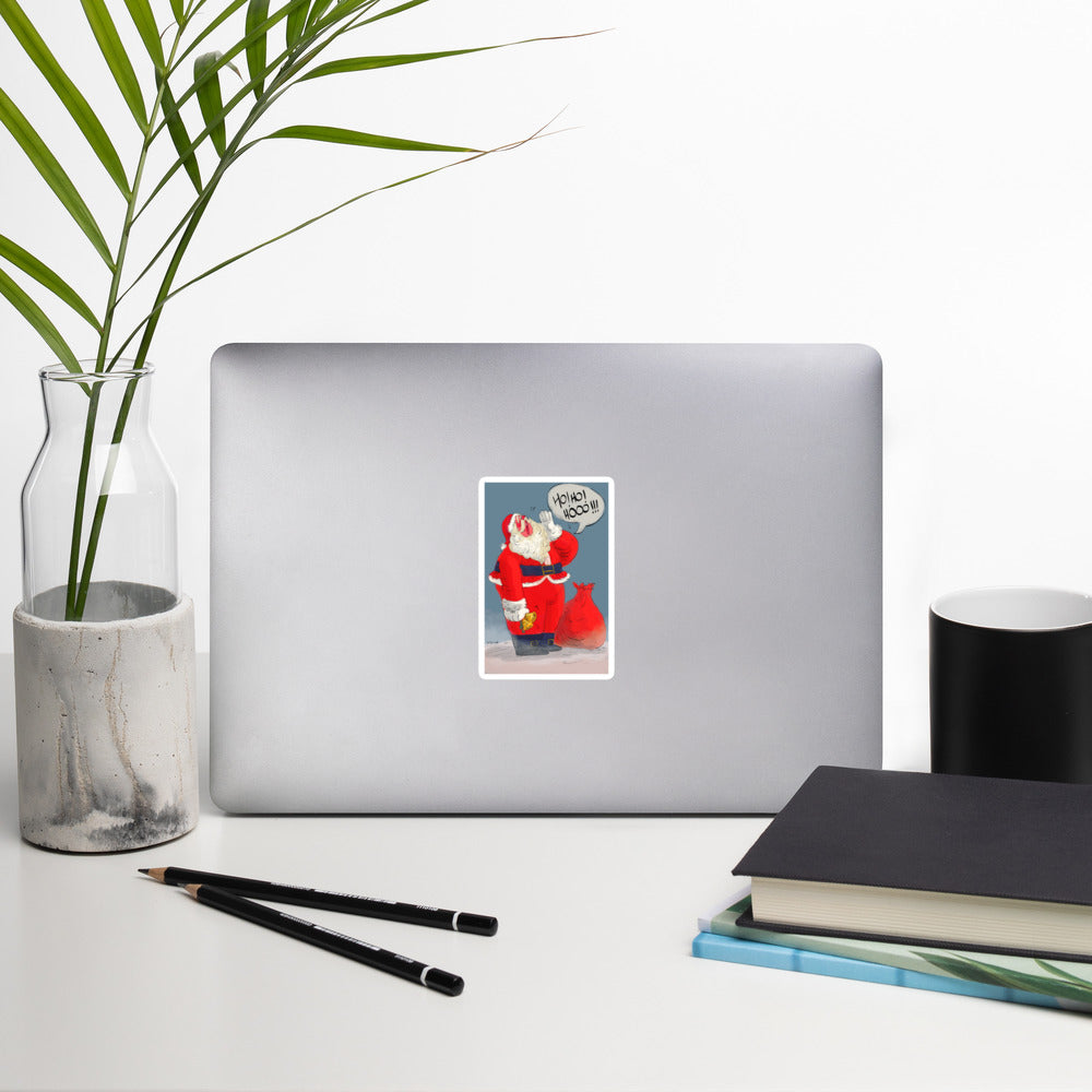 "Santa Christmas Bubble-Free Stickers - Hand-Drawn by Leo Matsuda | Festive Holiday Stickers"