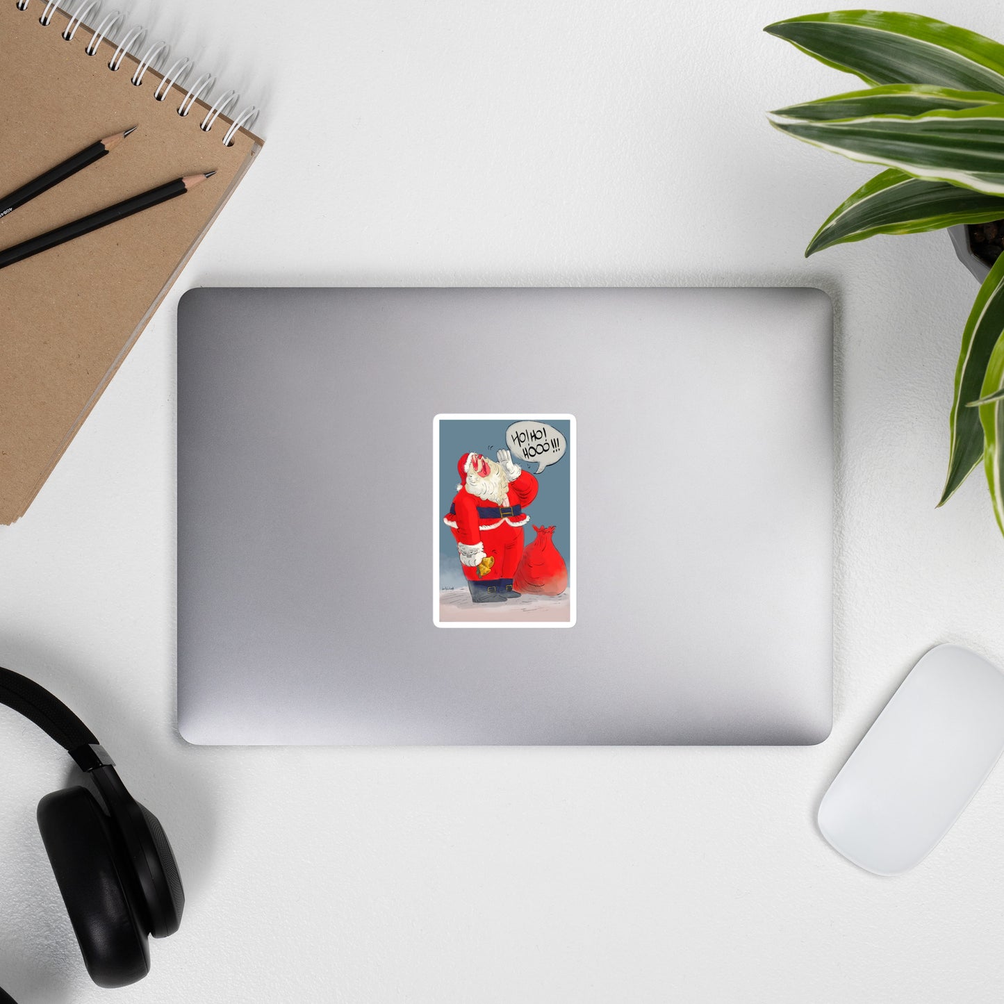 "Santa Christmas Bubble-Free Stickers - Hand-Drawn by Leo Matsuda | Festive Holiday Stickers"