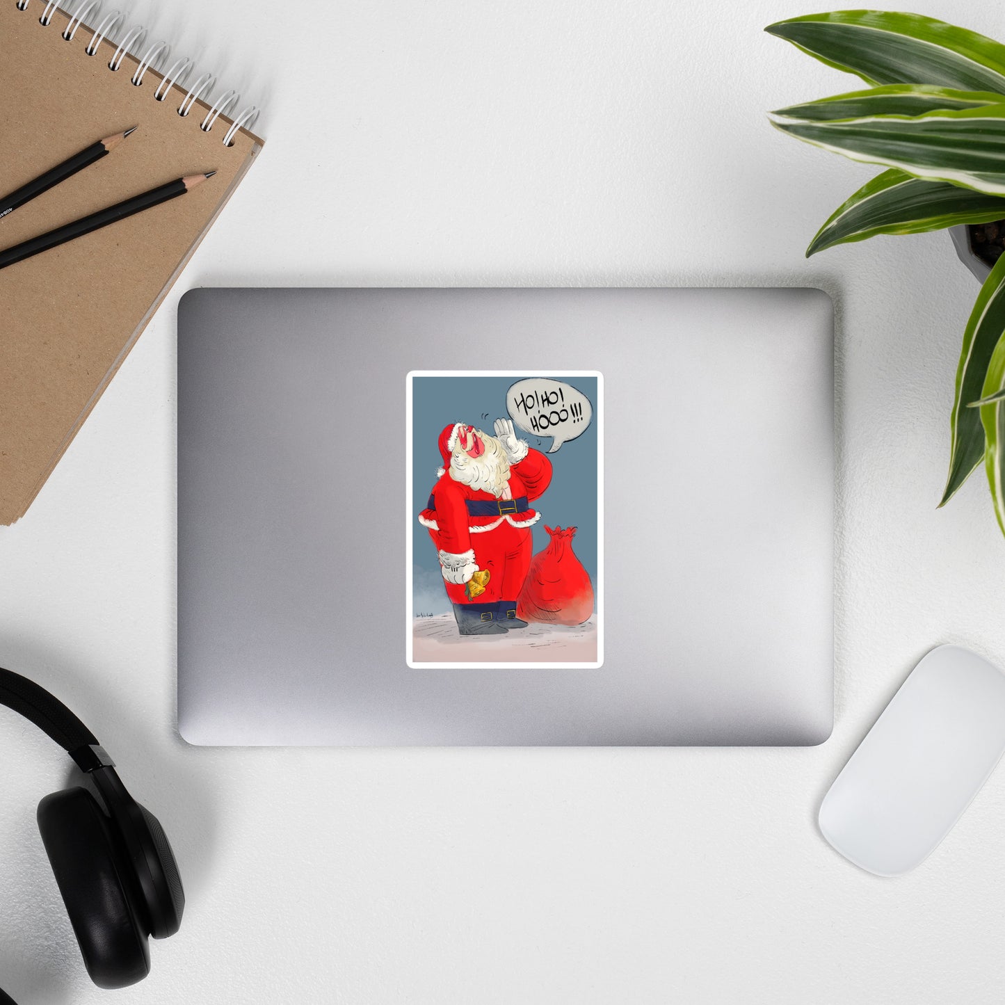 "Santa Christmas Bubble-Free Stickers - Hand-Drawn by Leo Matsuda | Festive Holiday Stickers"