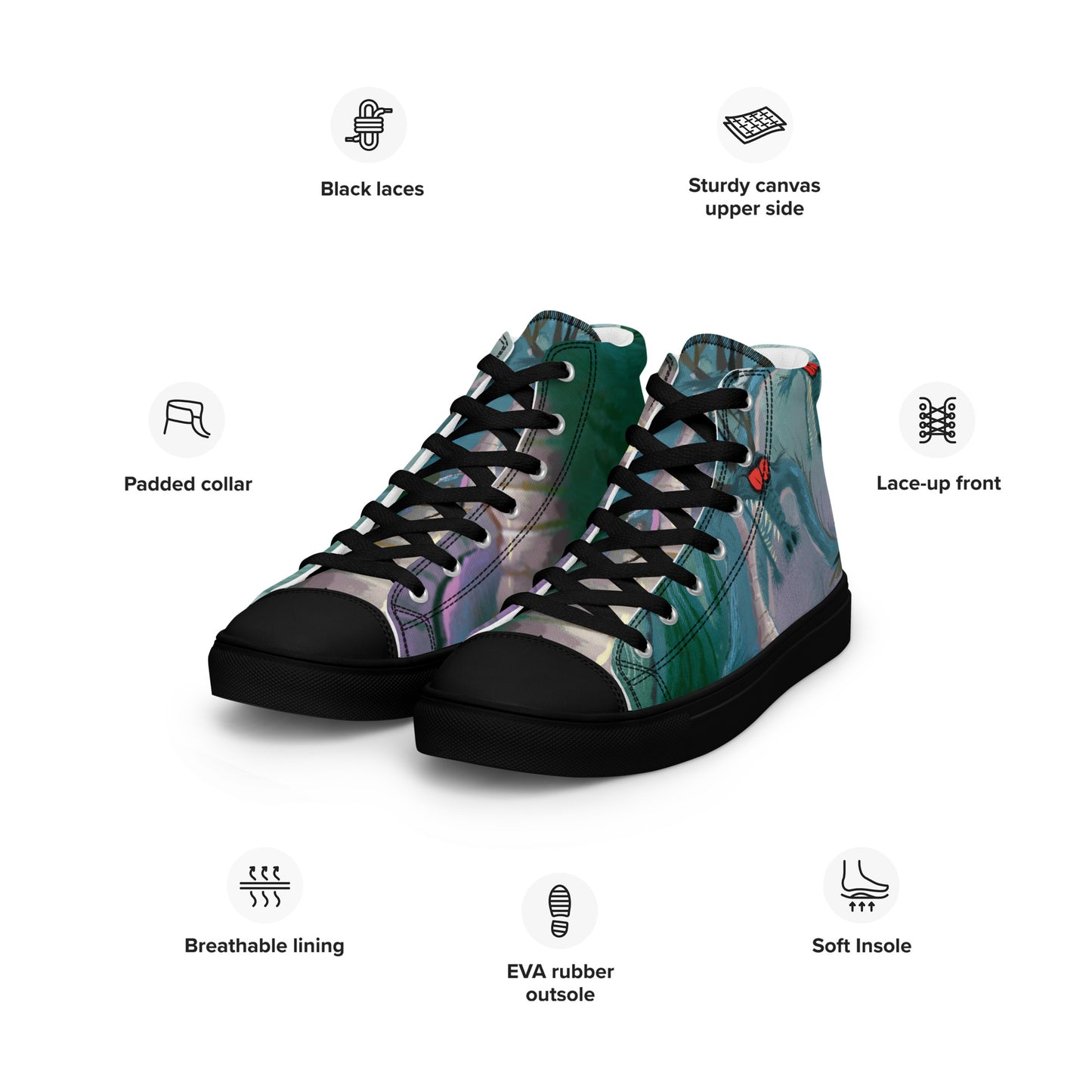 Dragon Art by Leo Matsuda Men’s High Top Canvas Shoes – Unique Hand-Drawn Sneakers