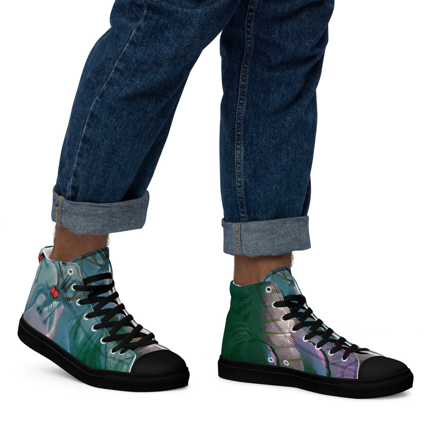 Dragon Art by Leo Matsuda Men’s High Top Canvas Shoes – Unique Hand-Drawn Sneakers
