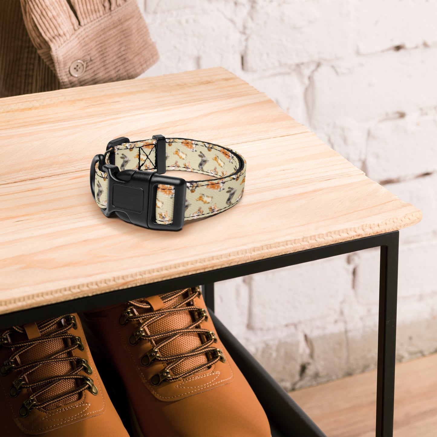 "Dog Pattern Pet Collar | Hand Drawn Design by Tanny’s Pawtique | Stylish Dog Accessory"