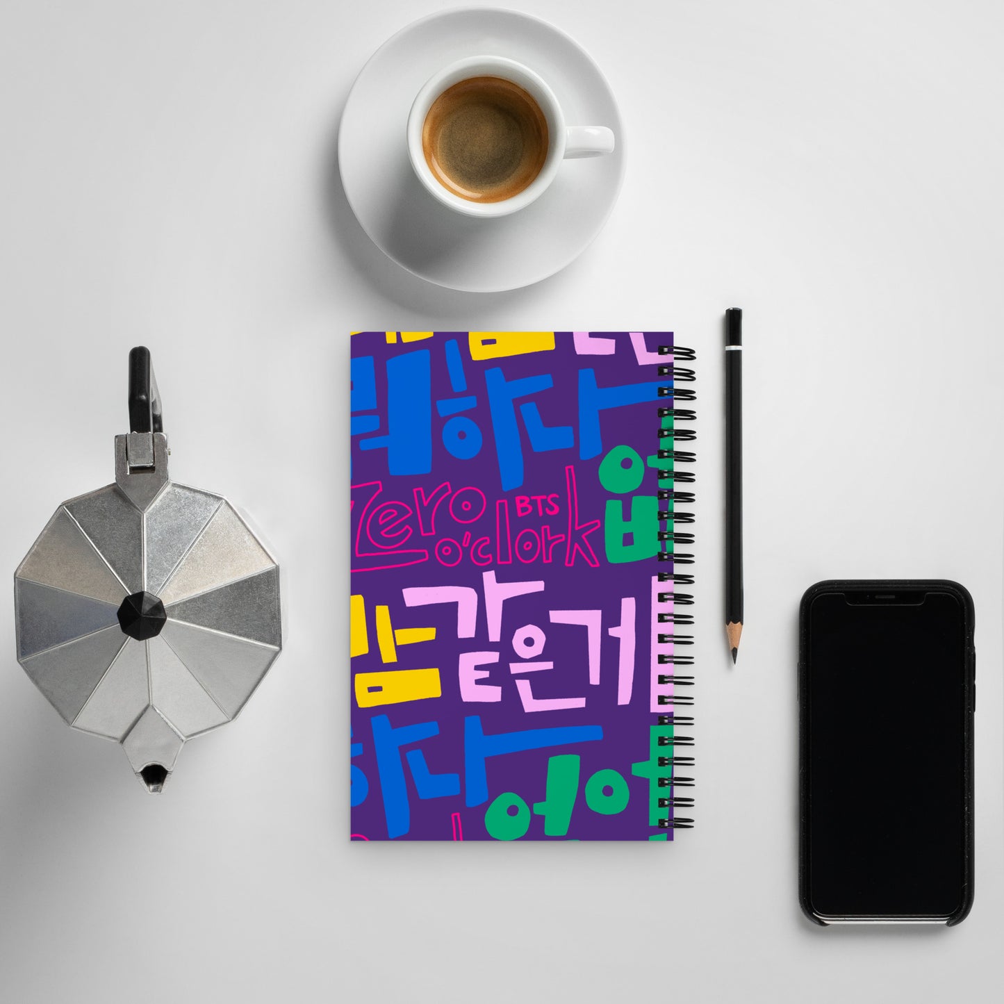 Handwritten Zero O'Clock Lyric Spiral Notebook by Hobi Nabi | BTS-Inspired Korean Lettering 내 맘 같은게 뭐 하나 없어