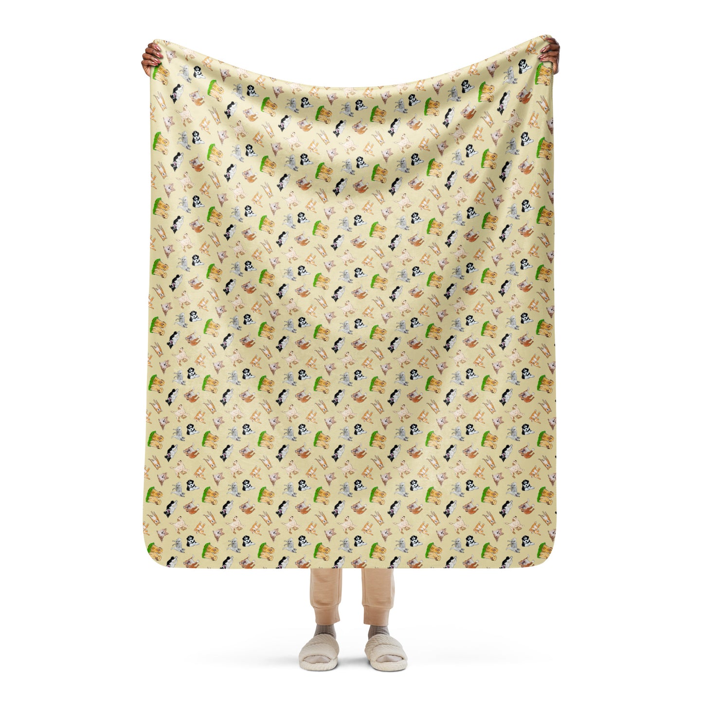 "Corgi Dog Sherpa Blanket | Hand Drawn Art by Tanny’s Pawtique | Cozy Dog Lover Gift"