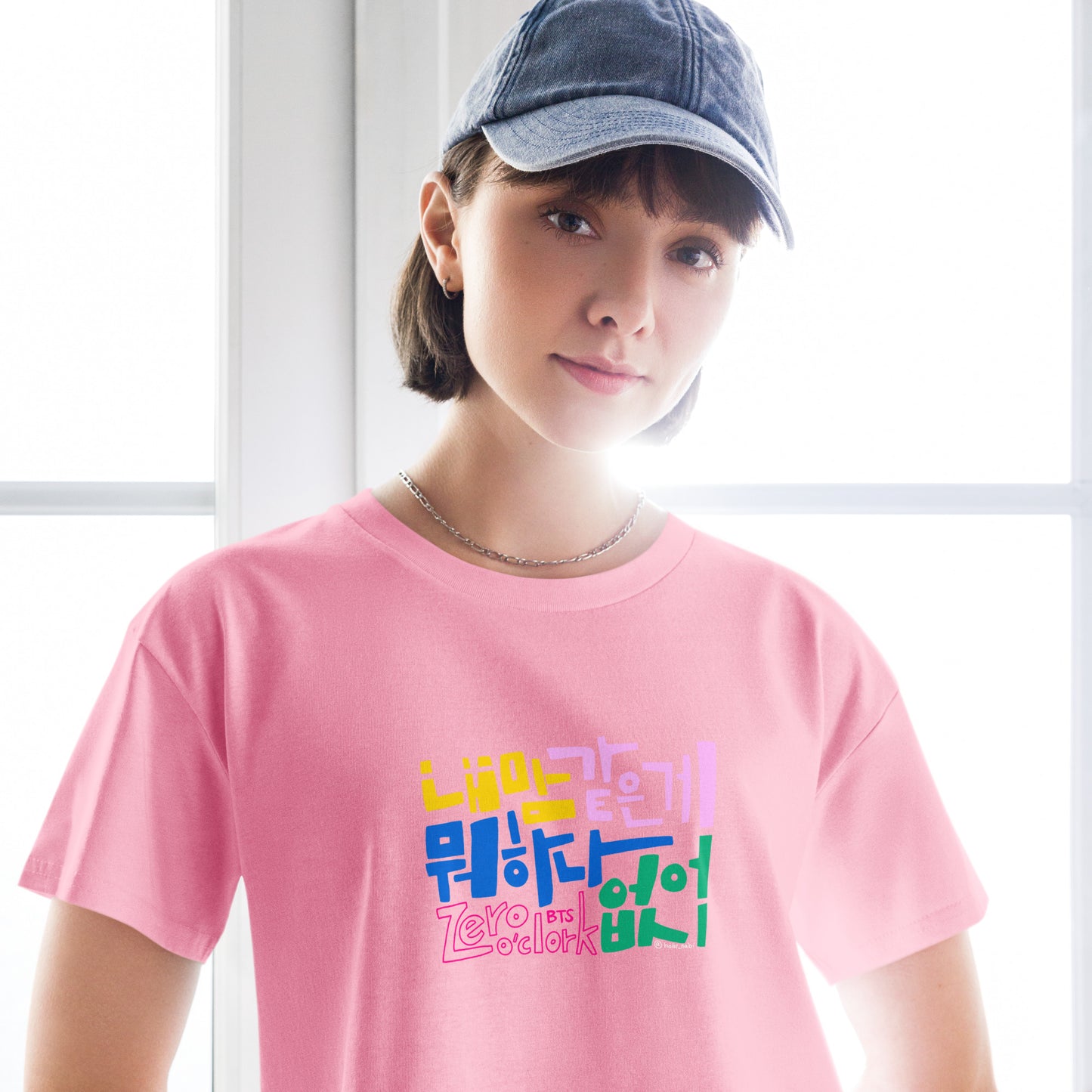 Handwritten Zero O'Clock Lyric Women’s Crop Top by Hobi Nabi | BTS-Inspired Korean Lettering 내 맘 같은게 뭐 하나 없어