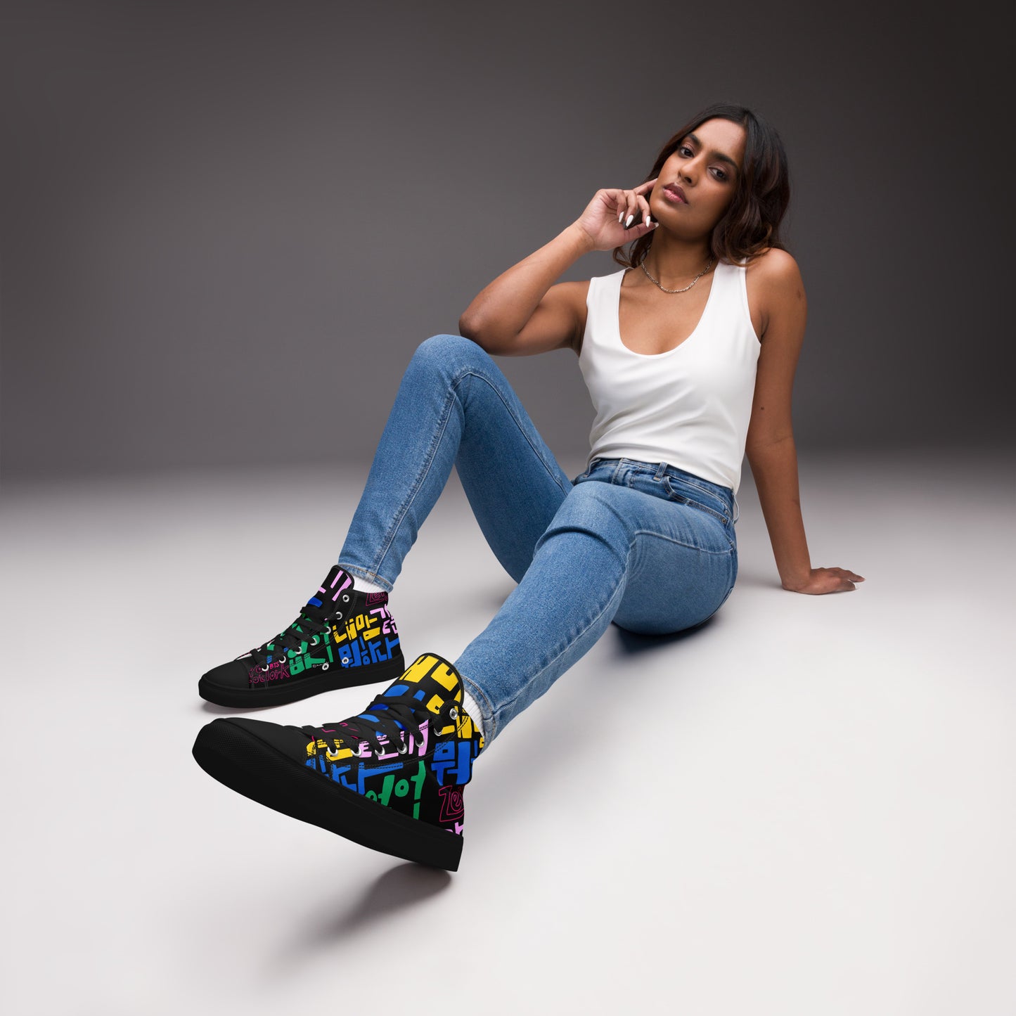 Handwritten Zero O'Clock Lyric Women’s High Top Canvas Shoes by Hobi Nabi | BTS-Inspired Korean Lettering 내 맘 같은게 뭐 하나 없어