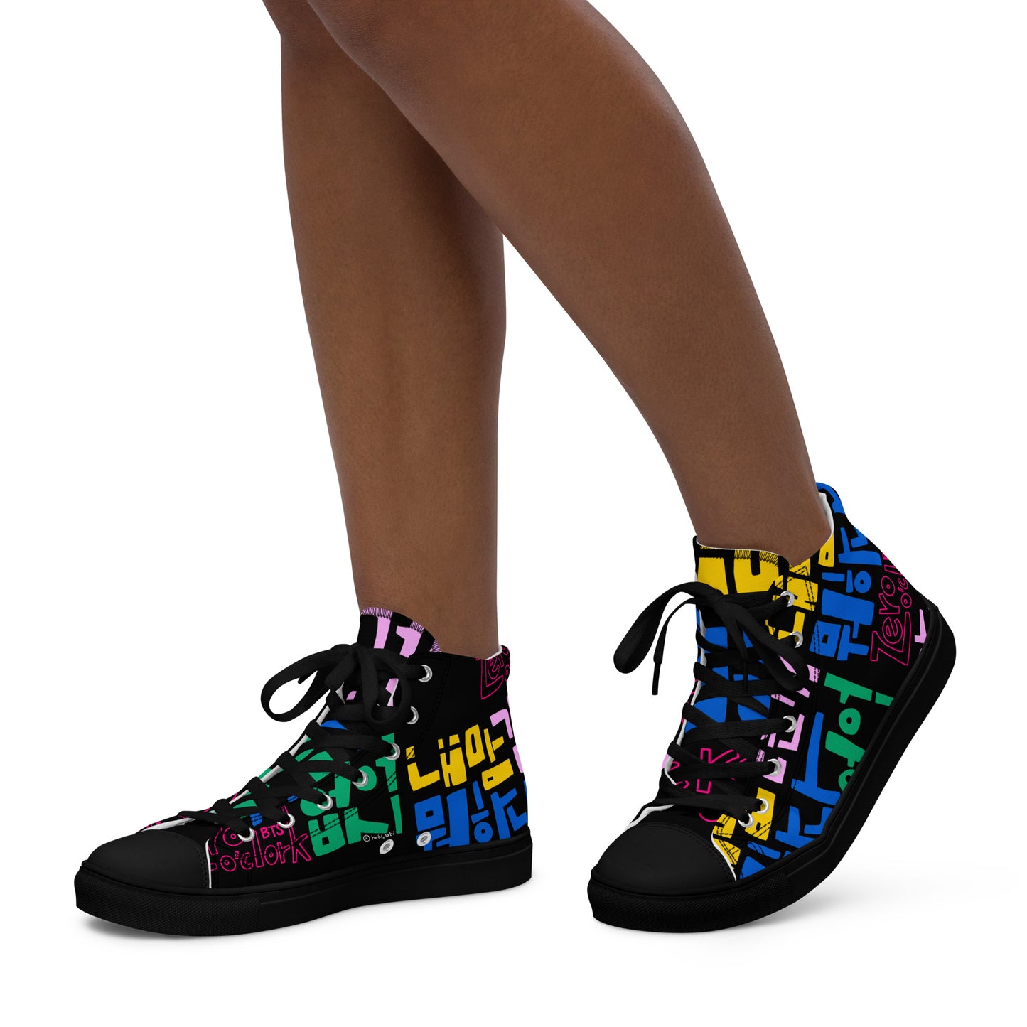 Handwritten Zero O'Clock Lyric Women’s High Top Canvas Shoes by Hobi Nabi | BTS-Inspired Korean Lettering 내 맘 같은게 뭐 하나 없어