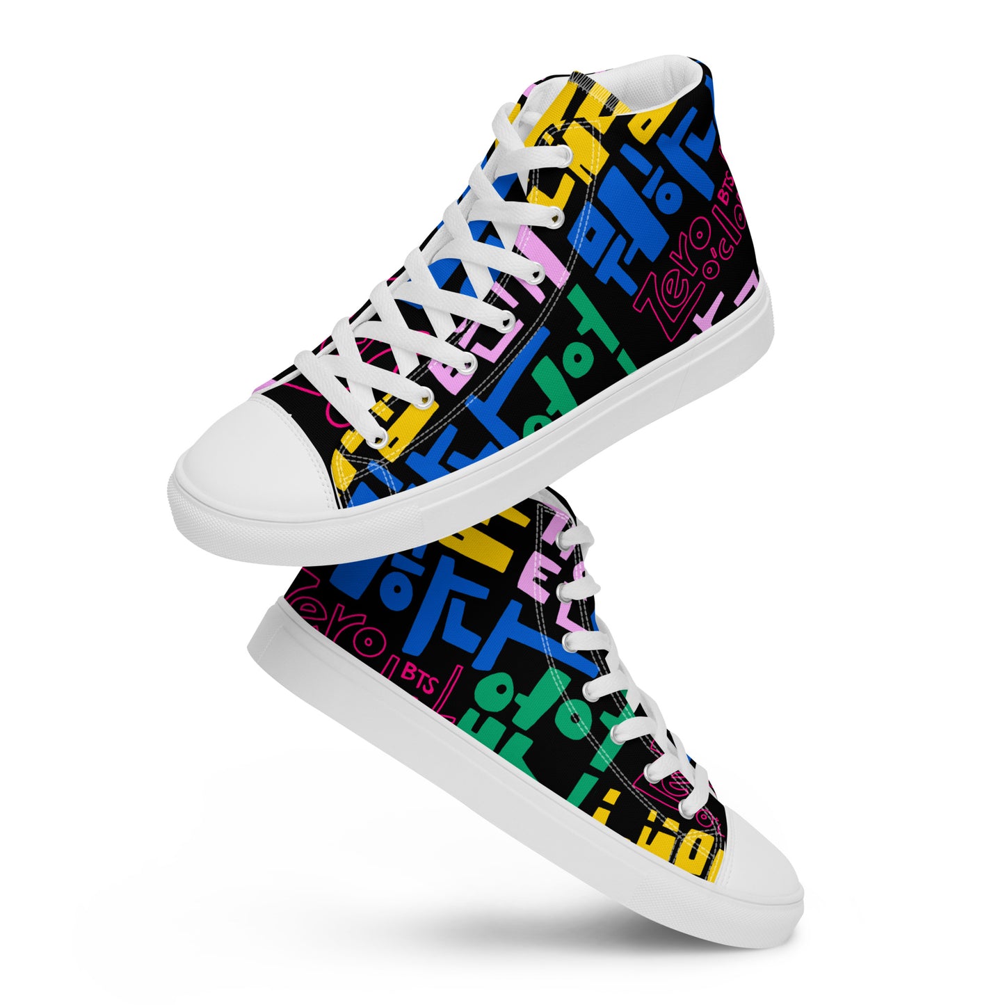 Handwritten Zero O'Clock Lyric Women’s High Top Canvas Shoes by Hobi Nabi | BTS-Inspired Korean Lettering 내 맘 같은게 뭐 하나 없어