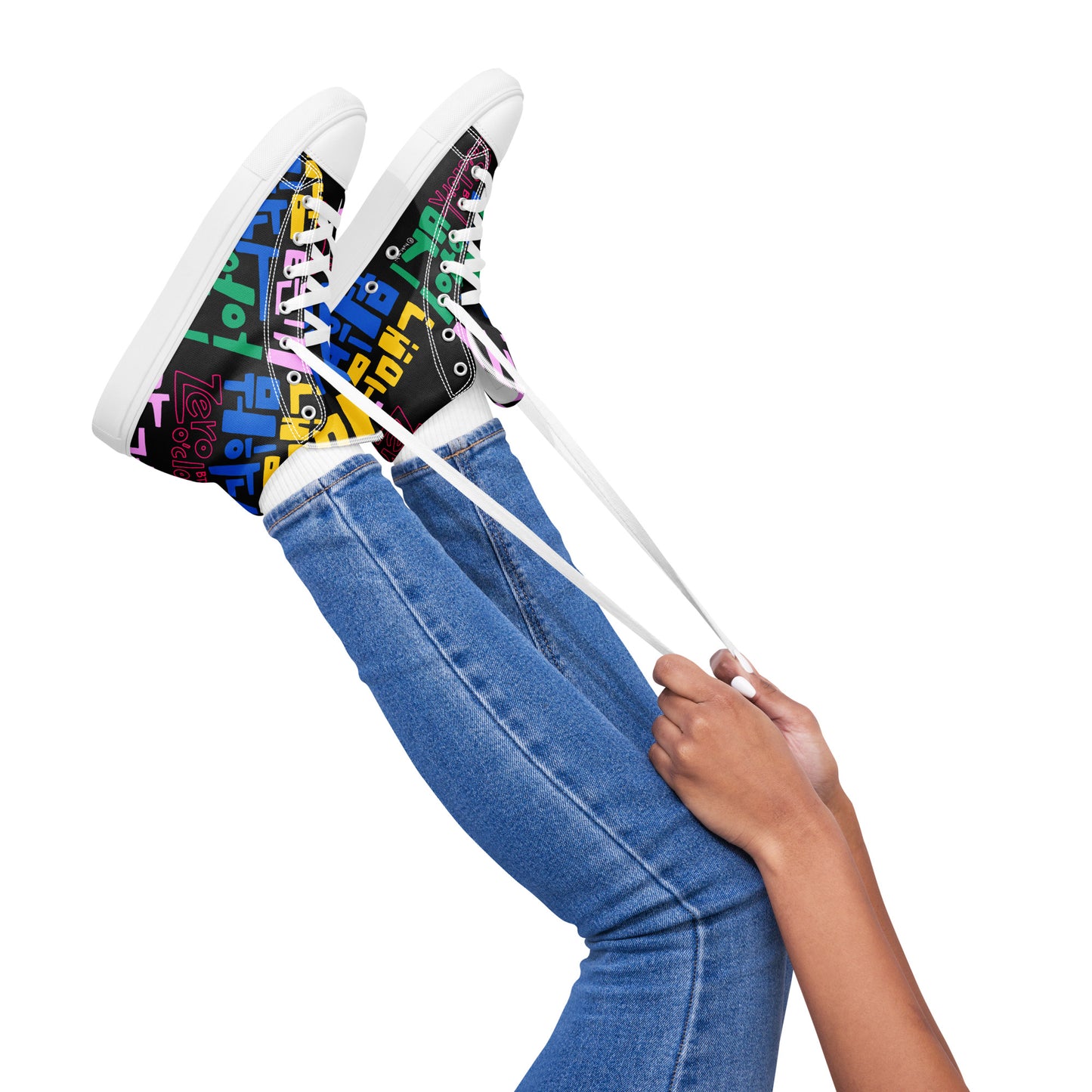 Handwritten Zero O'Clock Lyric Women’s High Top Canvas Shoes by Hobi Nabi | BTS-Inspired Korean Lettering 내 맘 같은게 뭐 하나 없어