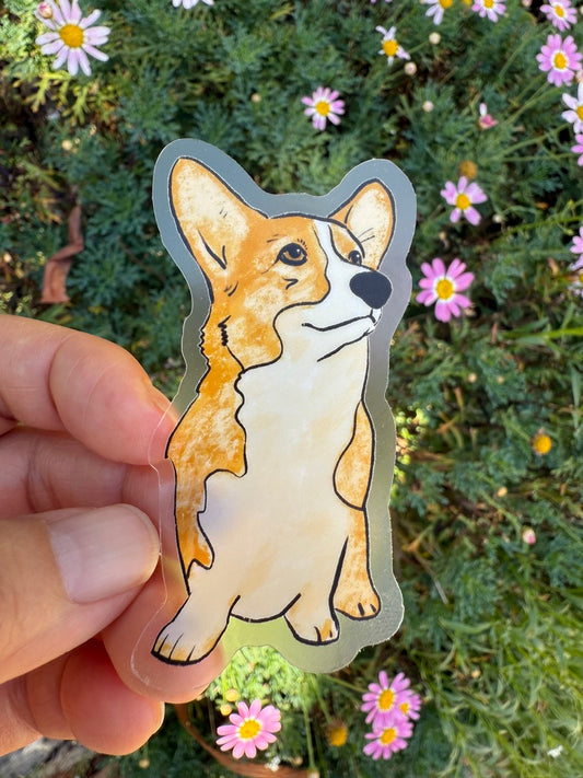 Corgi dog - Waterproof Vinyl Sticker, 1.5" x 3.0"