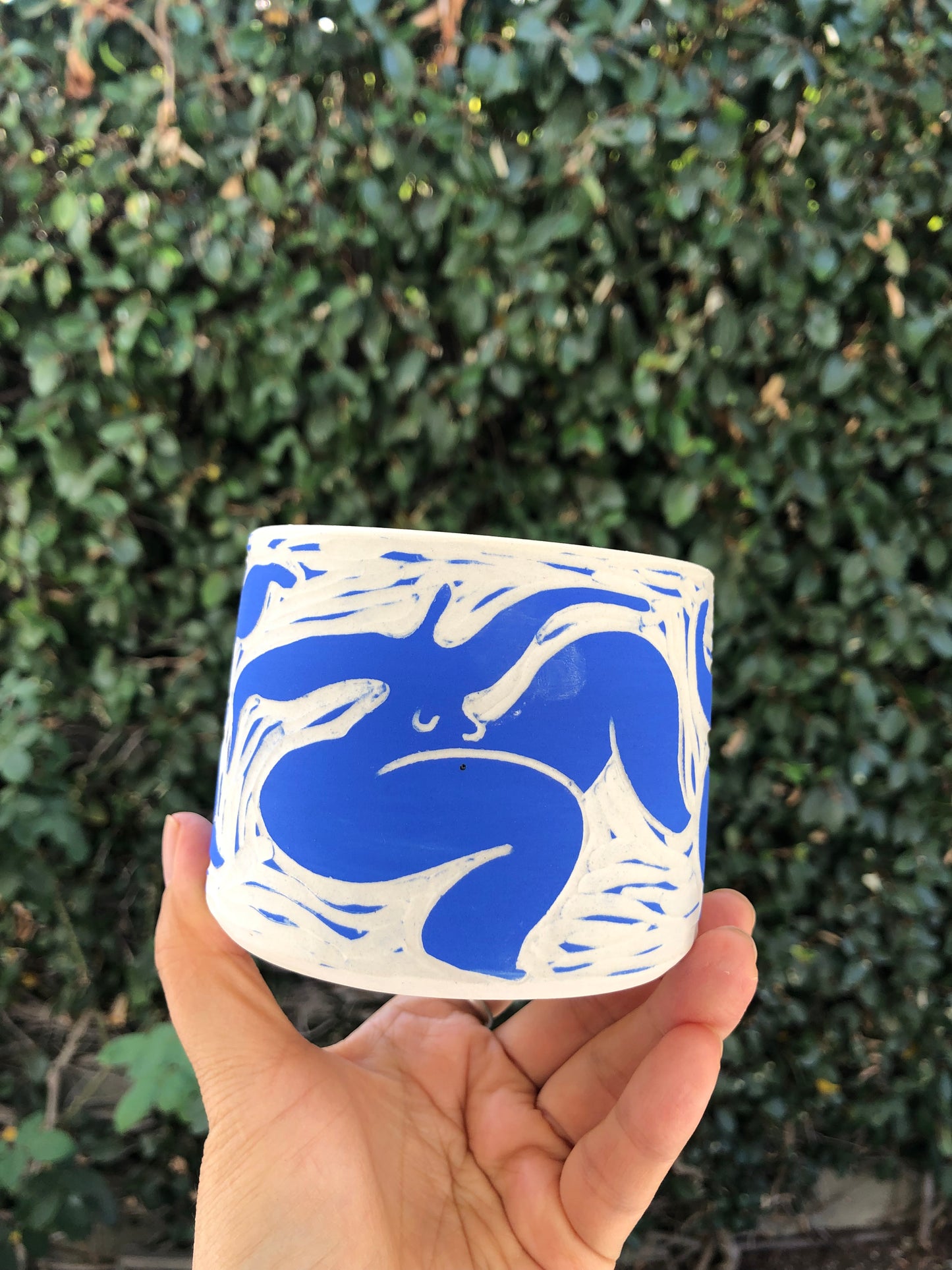 Moon Pottery's Royal Blue Hand-Carved Porcelain | dancing| Dance of Fun Designs