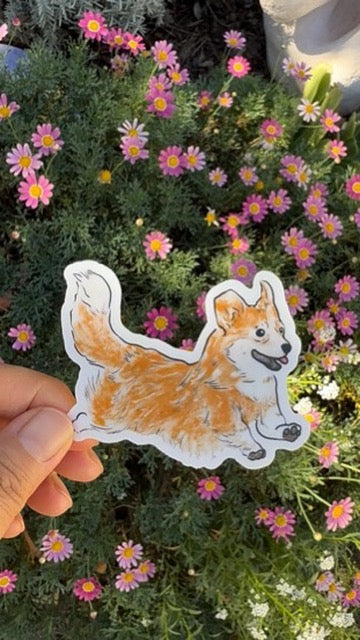 Corgi Puppy Dog - Waterproof Vinyl Sticker,  3.0"