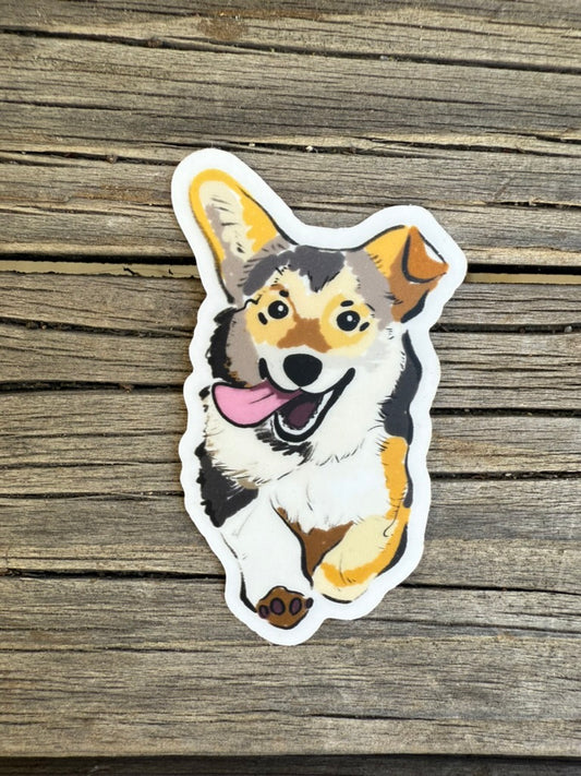 Corgi Puppy Dog - Waterproof Vinyl Sticker,  3.0"