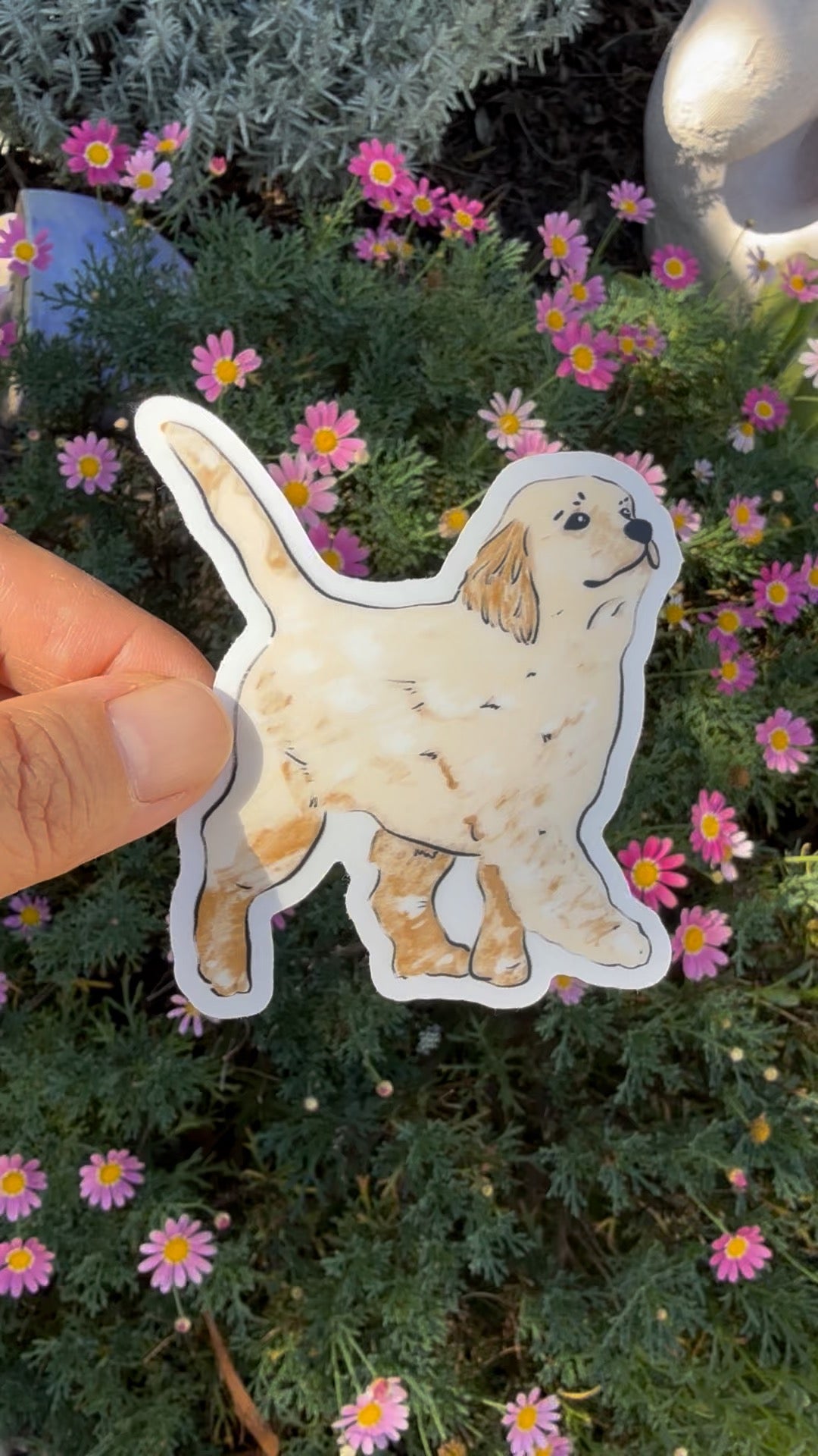 Golden Retriever Puppy Dog - Waterproof Vinyl Sticker,  3.0"