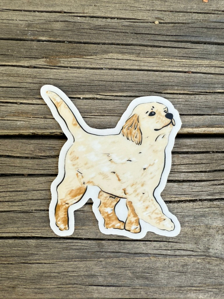 Golden Retriever Puppy Dog - Waterproof Vinyl Sticker,  3.0"