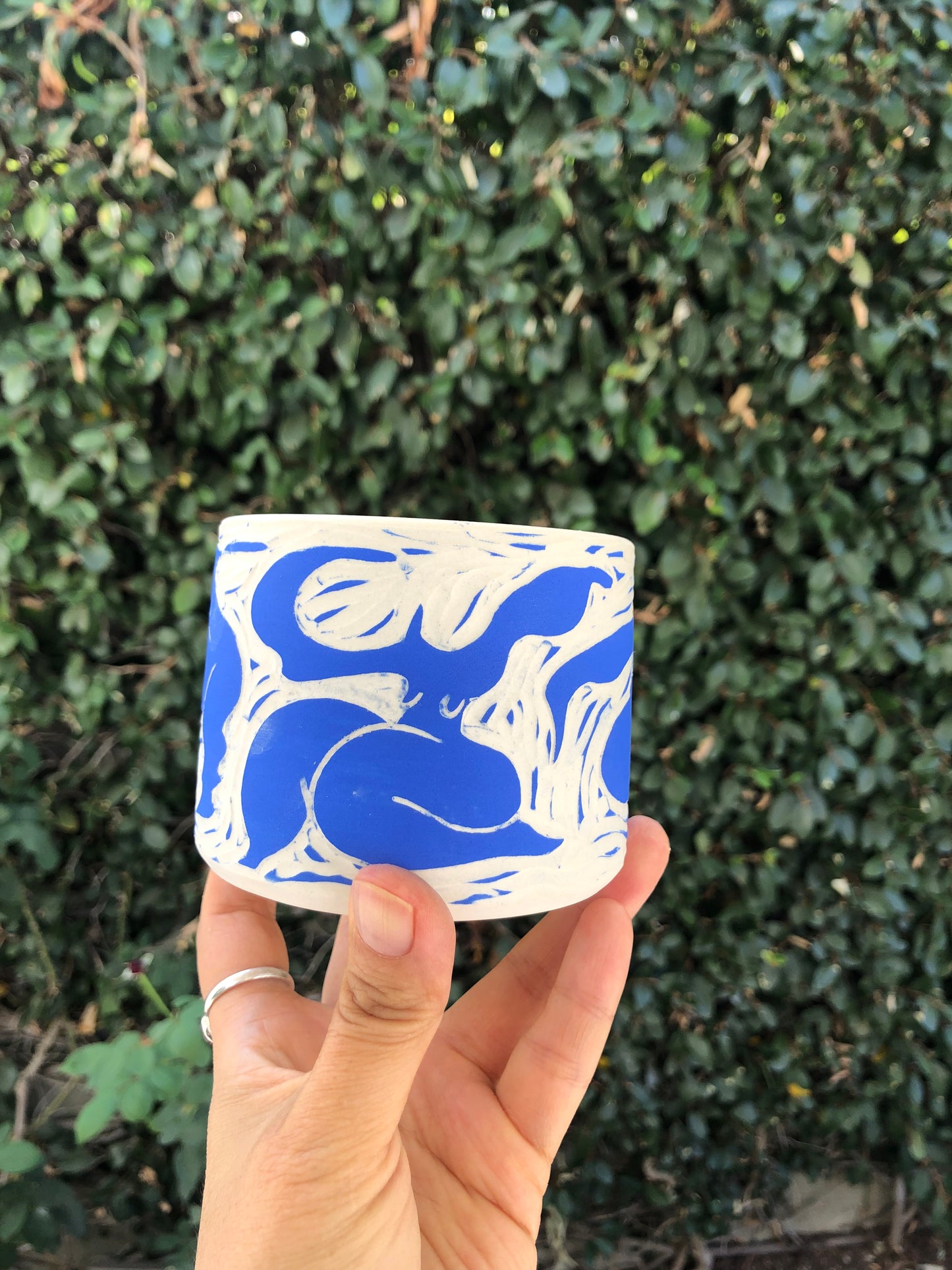 Moon Pottery's Royal Blue Hand-Carved Porcelain | dancing| Dance of Fun Designs