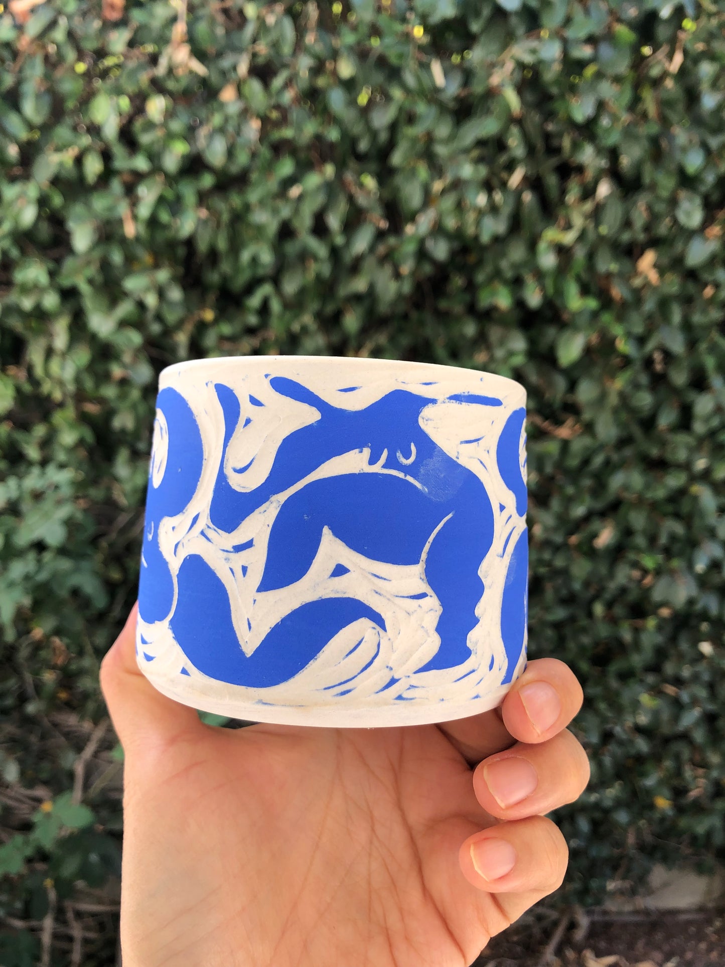 Moon Pottery's Royal Blue Hand-Carved Porcelain | dancing| Dance of Fun Designs