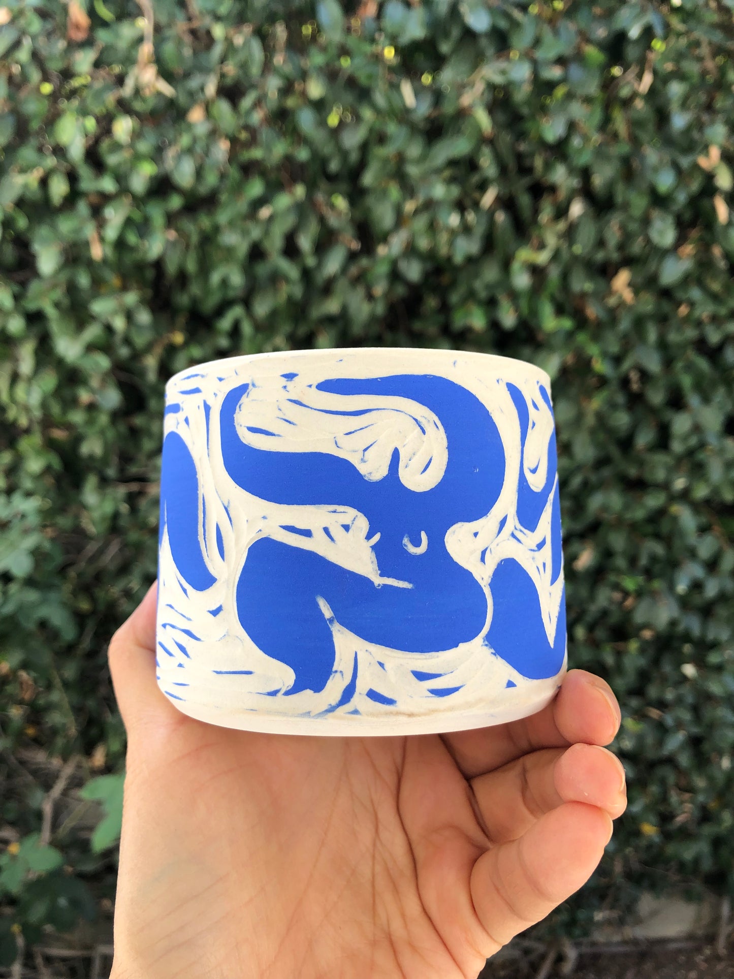 Moon Pottery's Royal Blue Hand-Carved Porcelain | dancing| Dance of Fun Designs