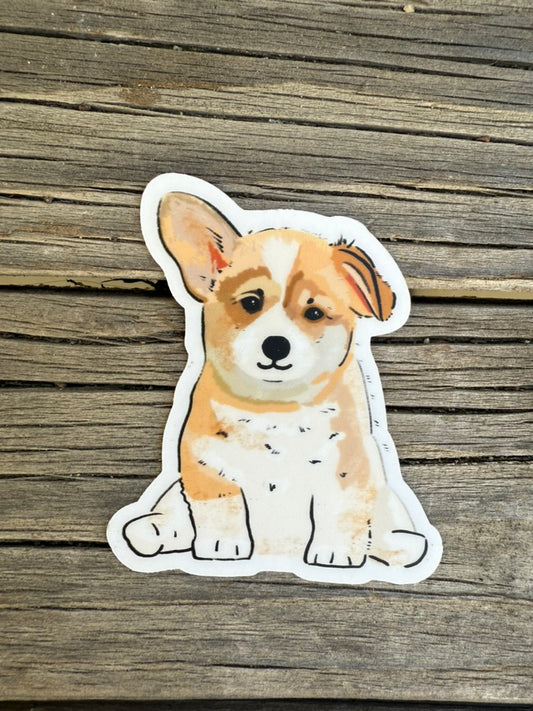 Corgi Puppy Dog - Waterproof Vinyl Sticker,  3.0"