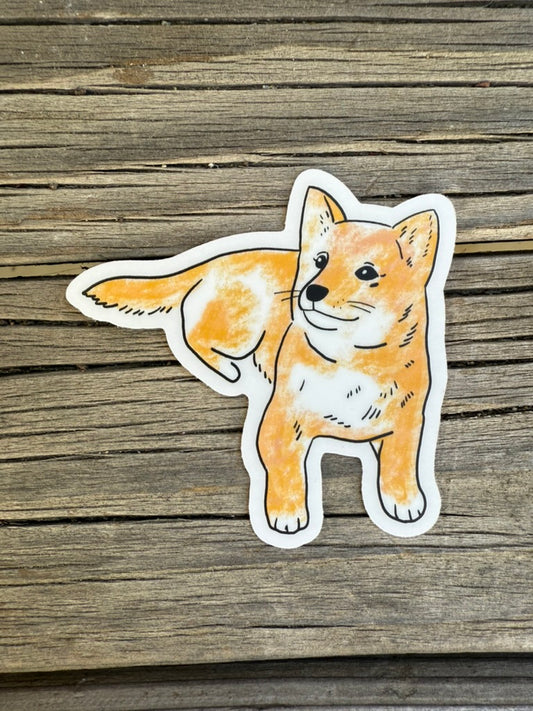 Shiba Puppy Dog - Waterproof Vinyl Sticker,  3.0"