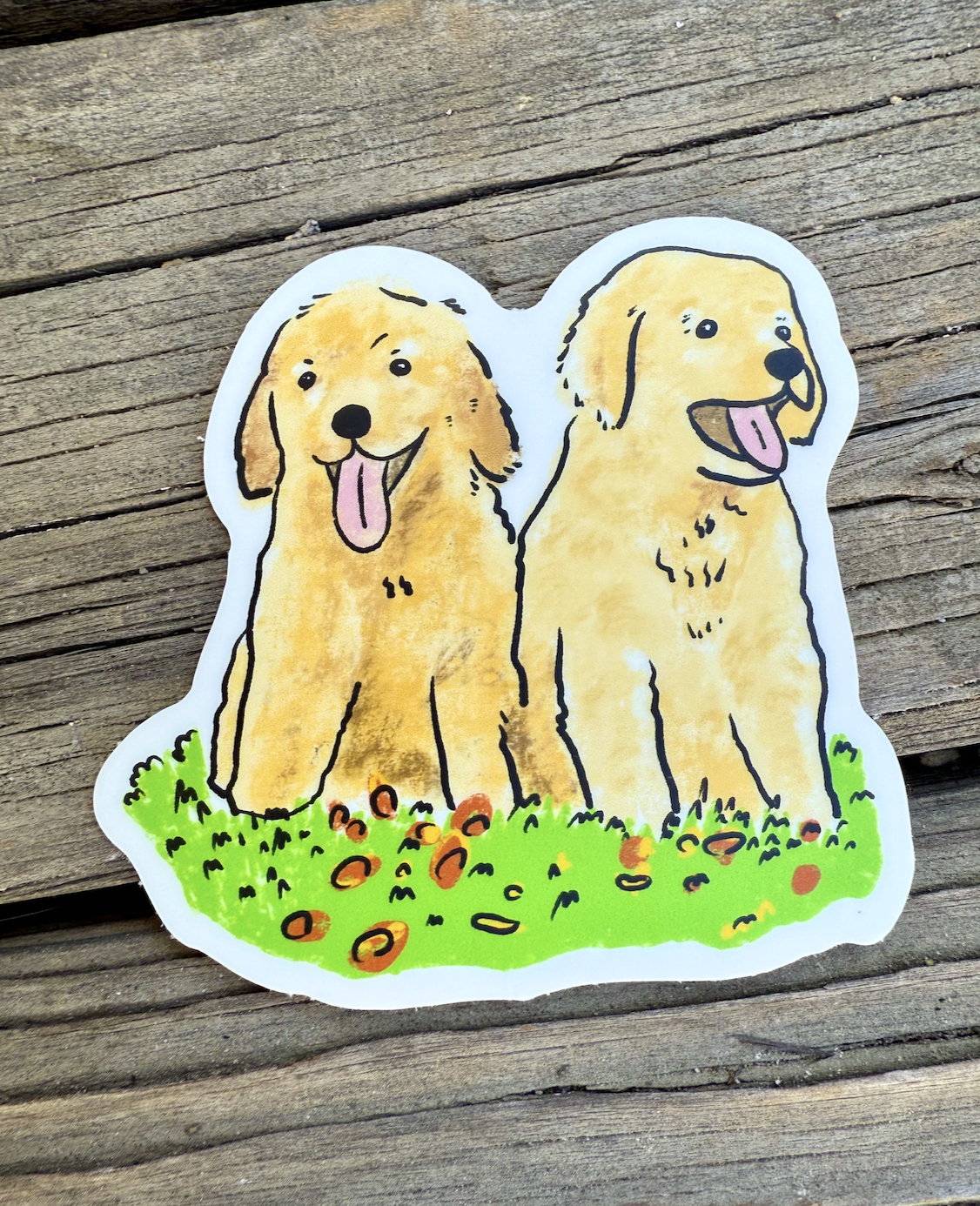 Golden Retriever Puppy dog - Waterproof Vinyl Sticker, 3.0" x 3.0"