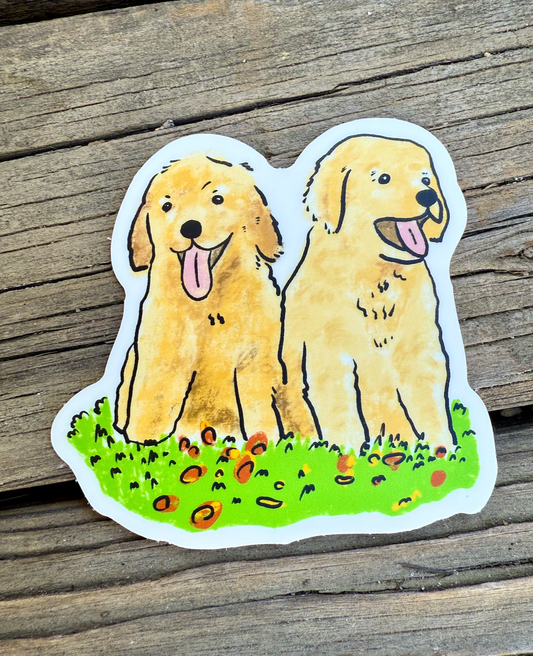 Golden Retriever Puppy dog - Waterproof Vinyl Sticker, 3.0" x 3.0"