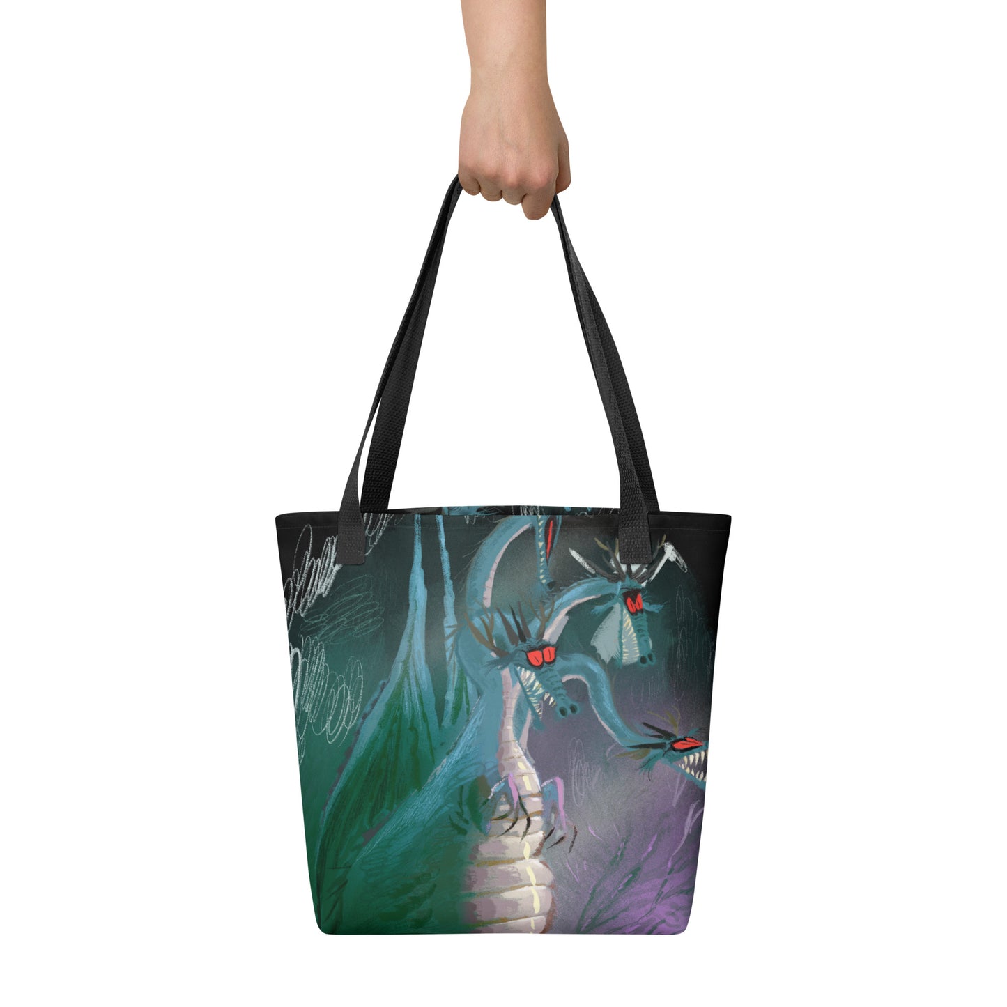 "Dragon Tote Bag - Hand-Drawn Illustration by Leo Matsuda | Fantasy Art Bag"