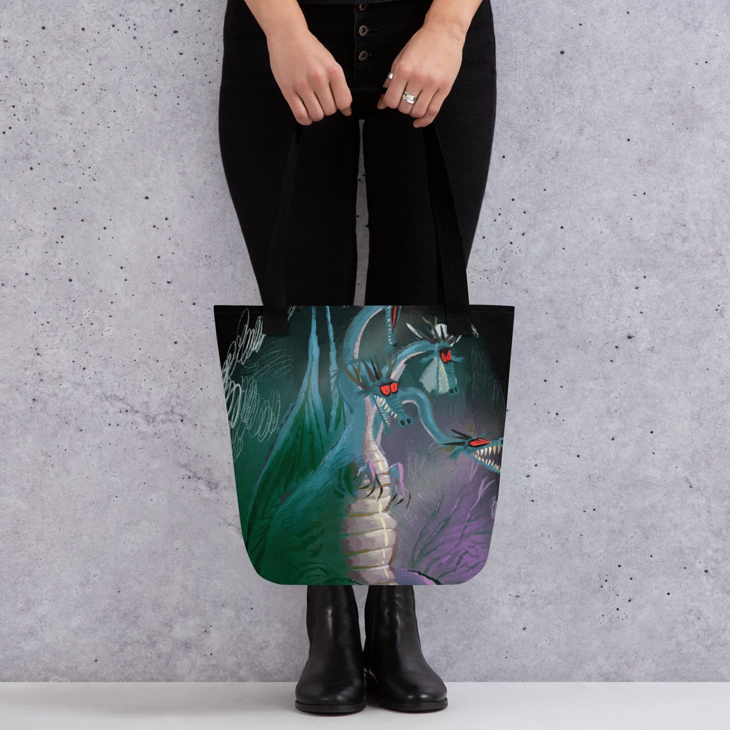 "Dragon Tote Bag - Hand-Drawn Illustration by Leo Matsuda | Fantasy Art Bag"