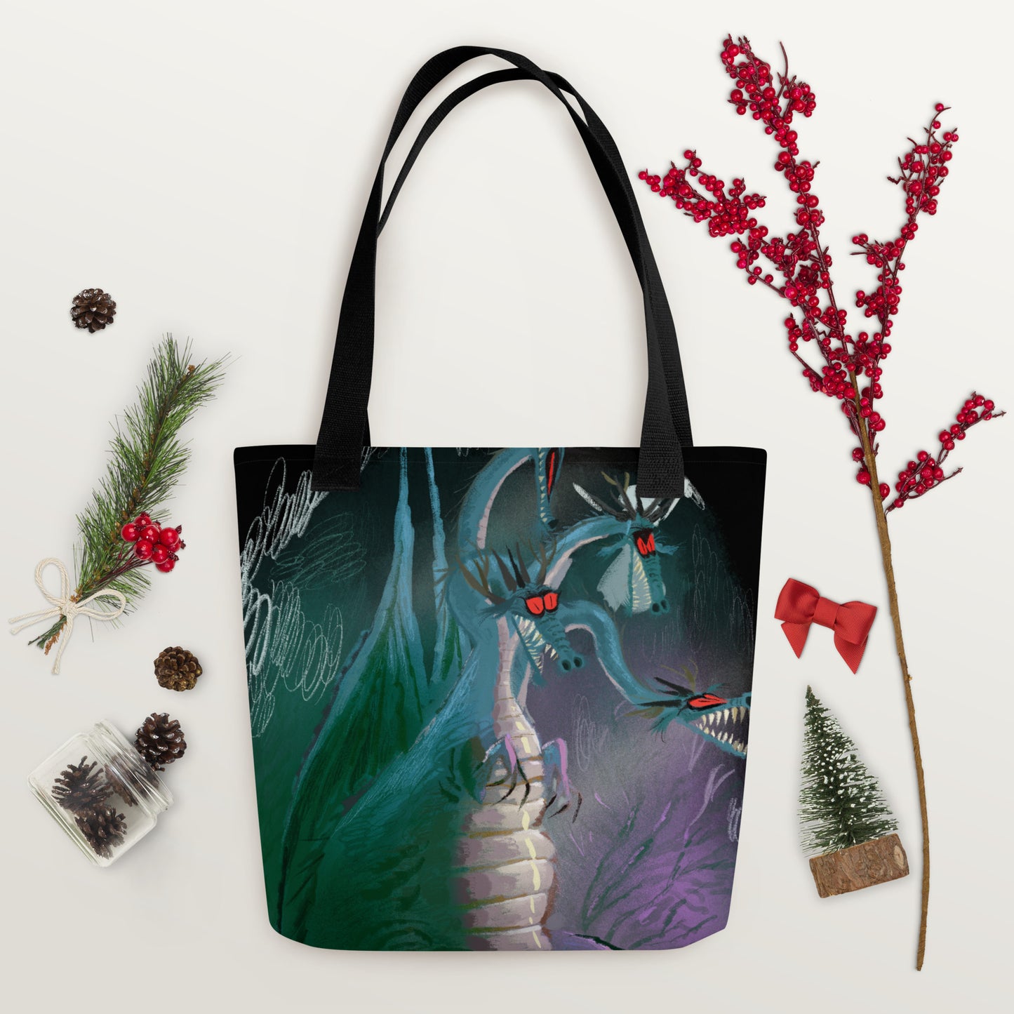 "Dragon Tote Bag - Hand-Drawn Illustration by Leo Matsuda | Fantasy Art Bag"