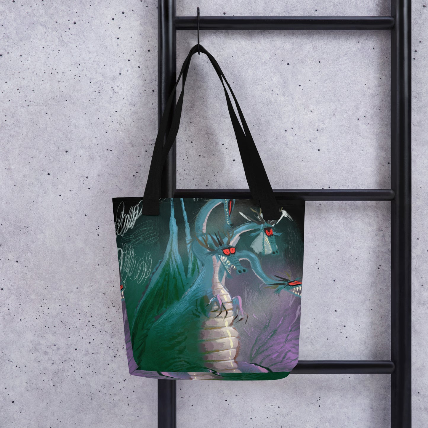 "Dragon Tote Bag - Hand-Drawn Illustration by Leo Matsuda | Fantasy Art Bag"