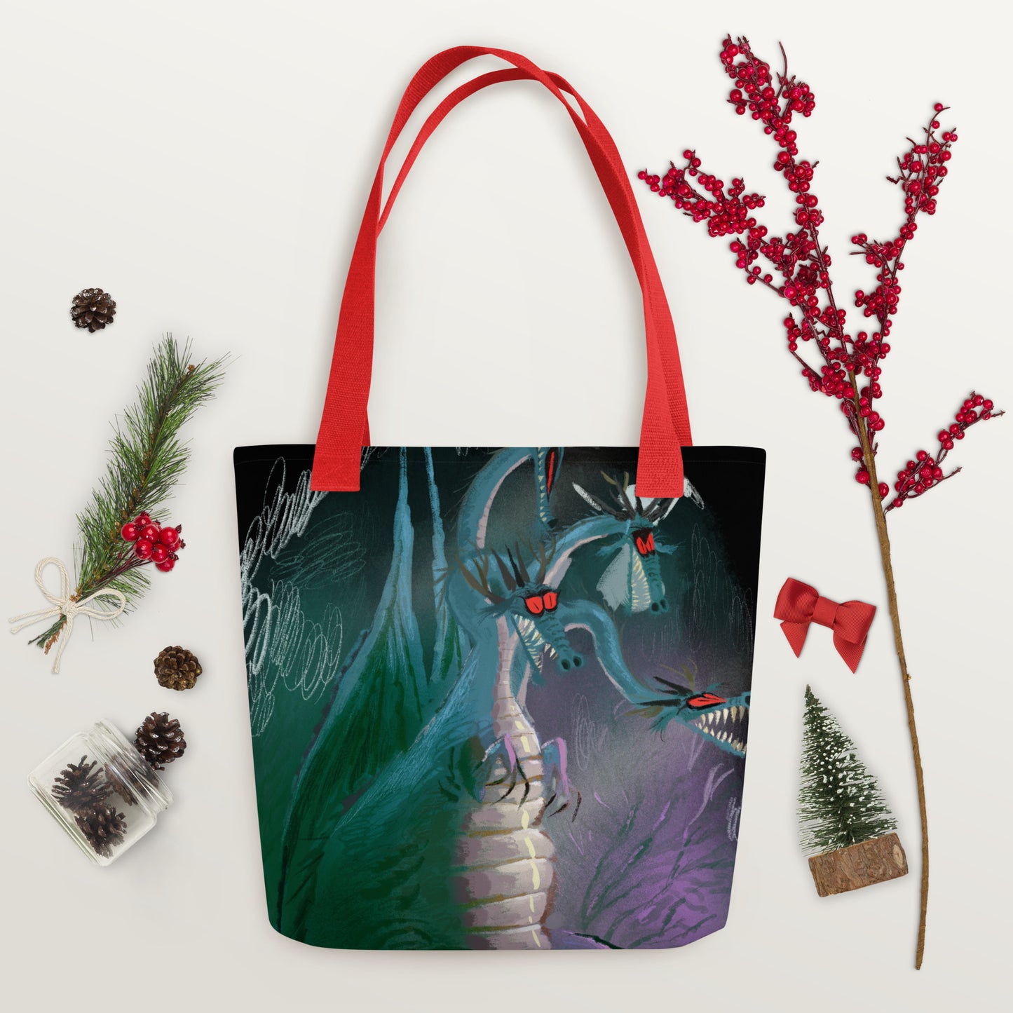 "Dragon Tote Bag - Hand-Drawn Illustration by Leo Matsuda | Fantasy Art Bag"