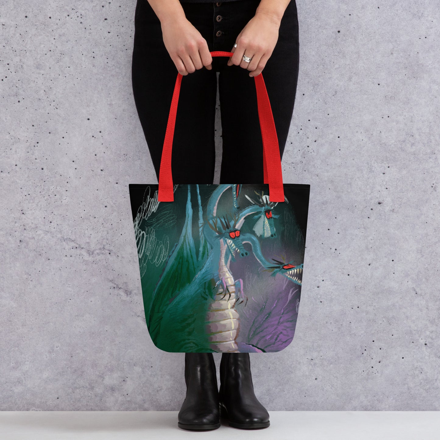 "Dragon Tote Bag - Hand-Drawn Illustration by Leo Matsuda | Fantasy Art Bag"