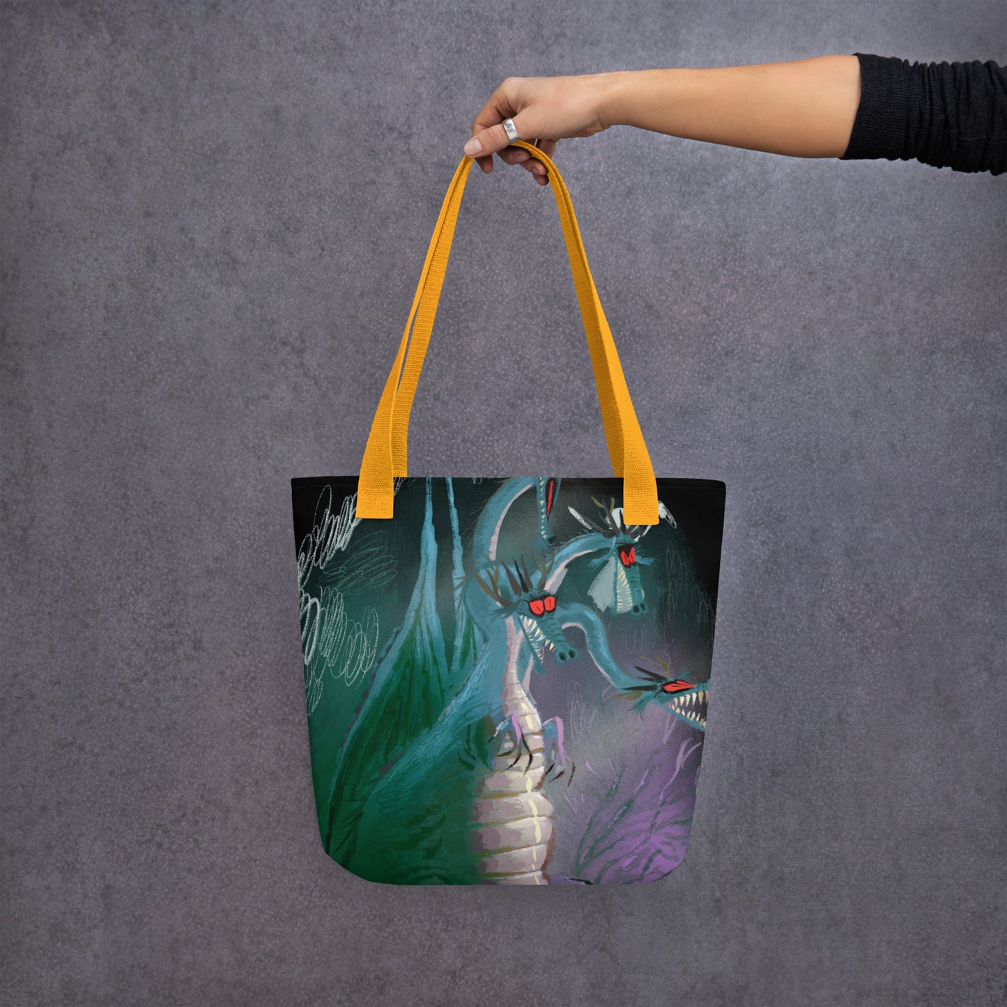 "Dragon Tote Bag - Hand-Drawn Illustration by Leo Matsuda | Fantasy Art Bag"