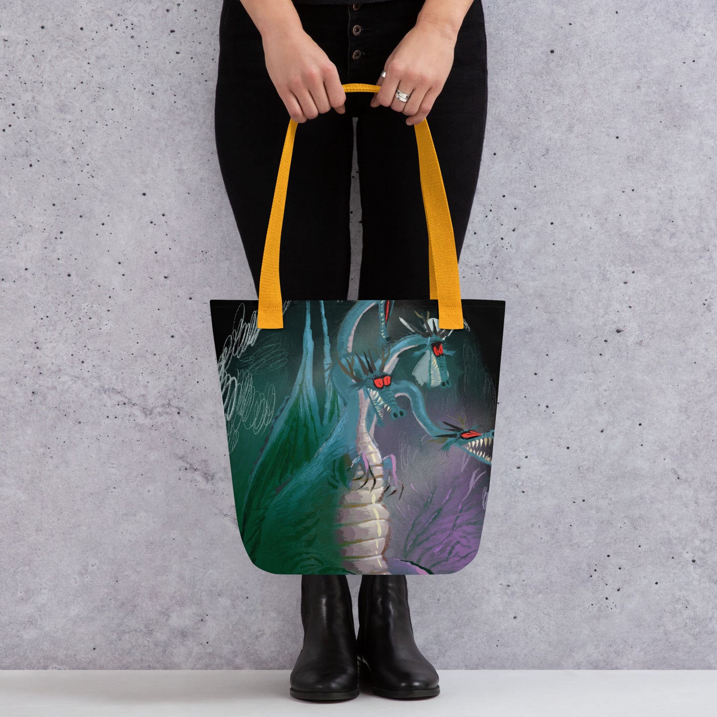 "Dragon Tote Bag - Hand-Drawn Illustration by Leo Matsuda | Fantasy Art Bag"