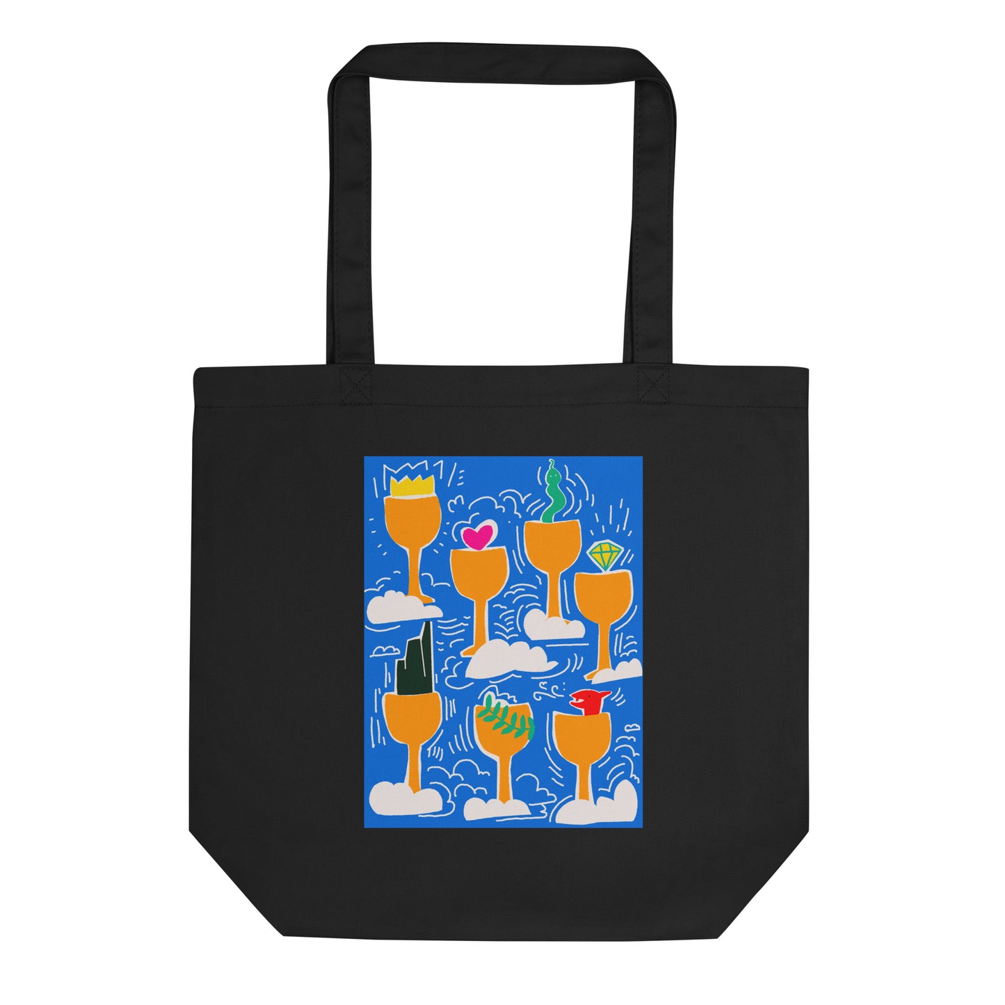 Seven of Cups Tarot Eco Tote Bag – Unique Tarot Art by Luna – Sustainable Tote for Tarot Lovers and Mystical Style