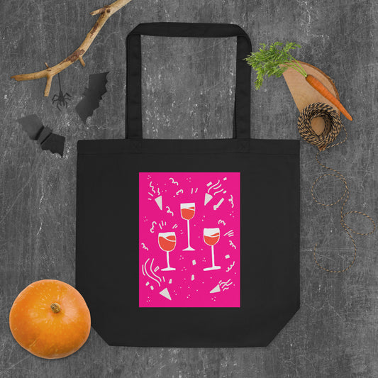 Three of Cups Tarot Eco Tote Bag – Unique Tarot Art by Luna – Sustainable Tote for Tarot Lovers and Celebratory Style