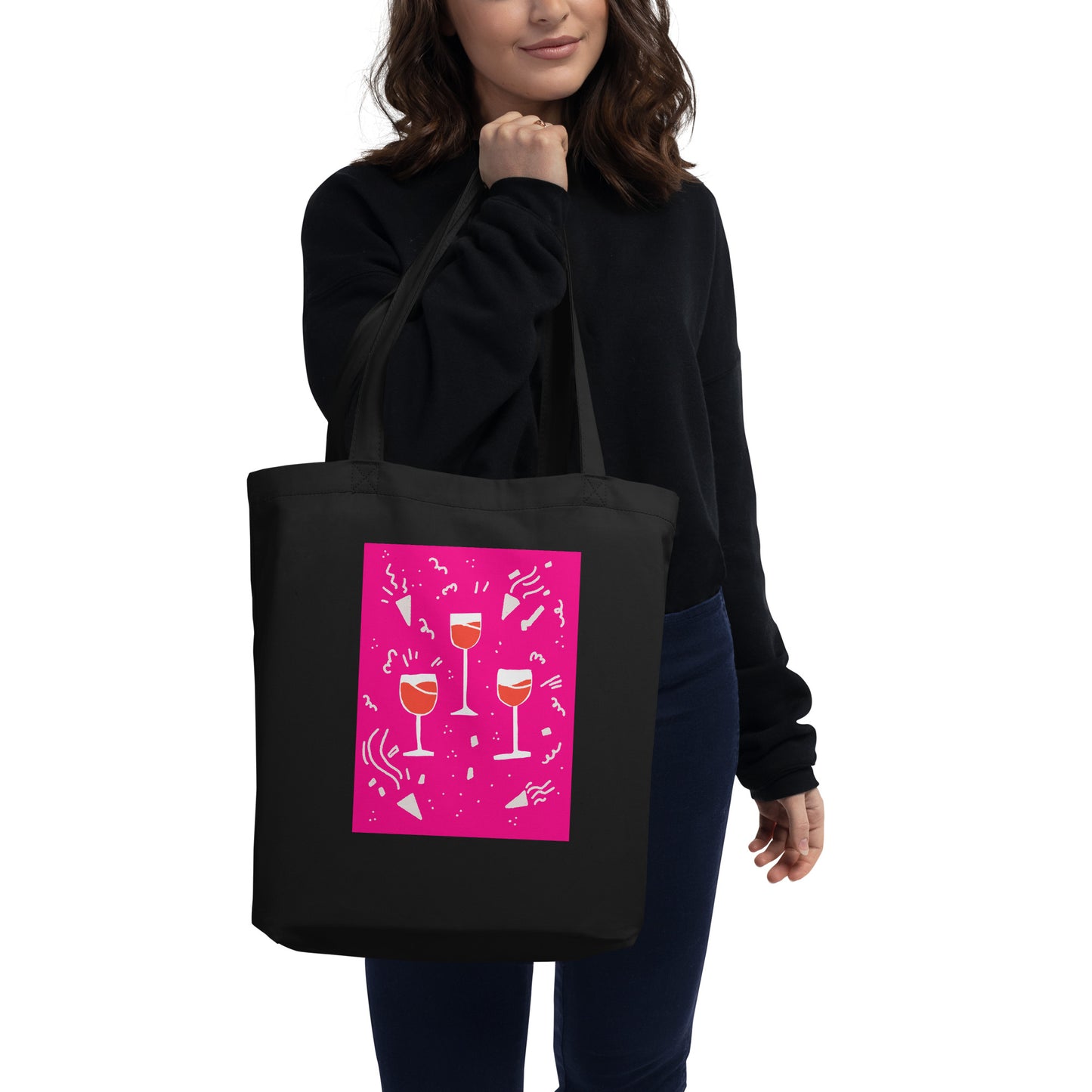 Three of Cups Tarot Eco Tote Bag – Unique Tarot Art by Luna – Sustainable Tote for Tarot Lovers and Celebratory Style