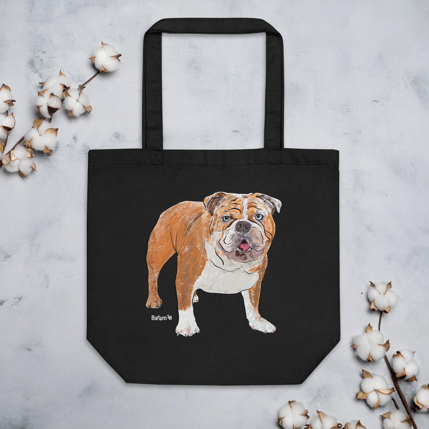 "Bulldog Tote Bag | Hand Drawn Art by Tanny’s Pawtique | Stylish Dog Lover Accessory"