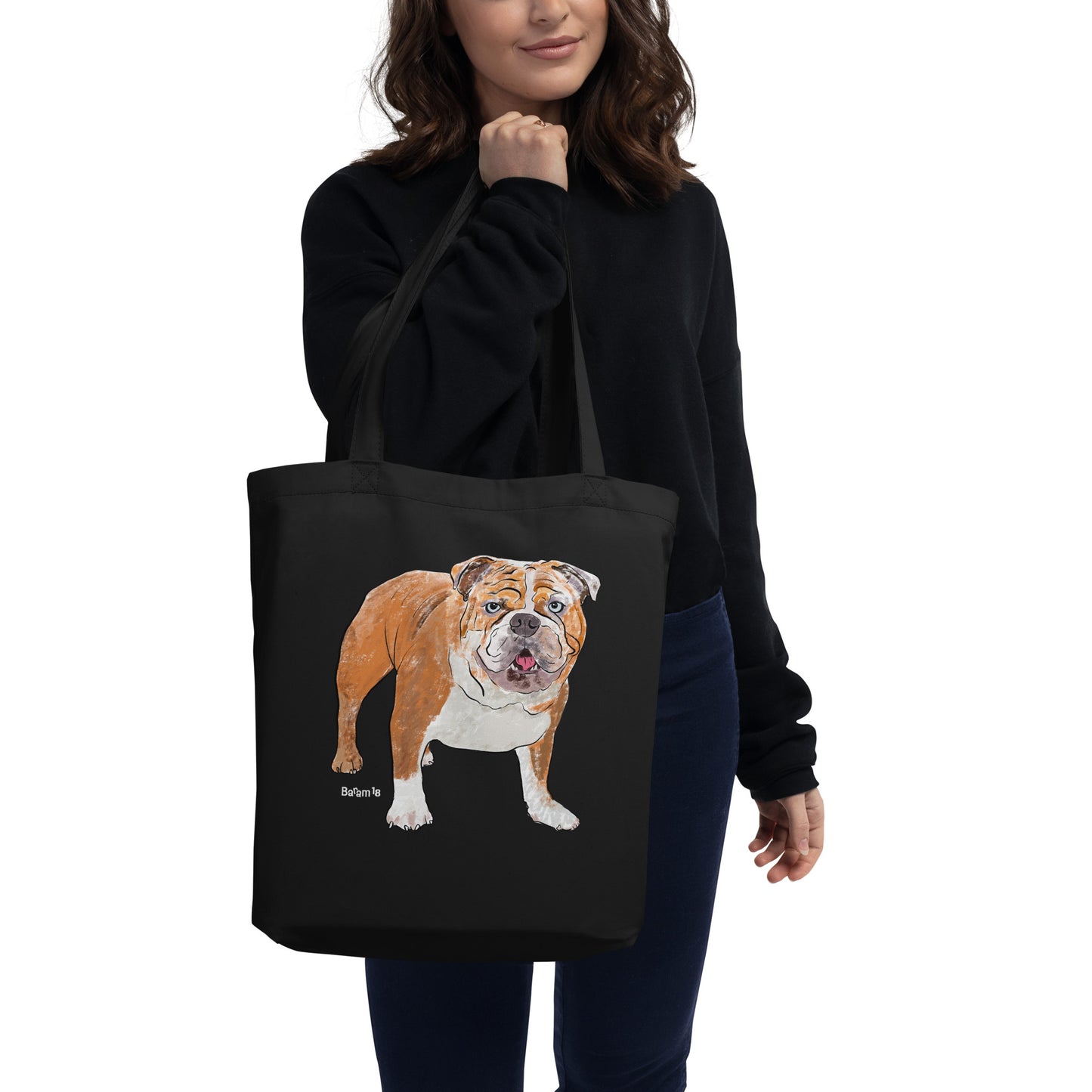 "Bulldog Tote Bag | Hand Drawn Art by Tanny’s Pawtique | Stylish Dog Lover Accessory"