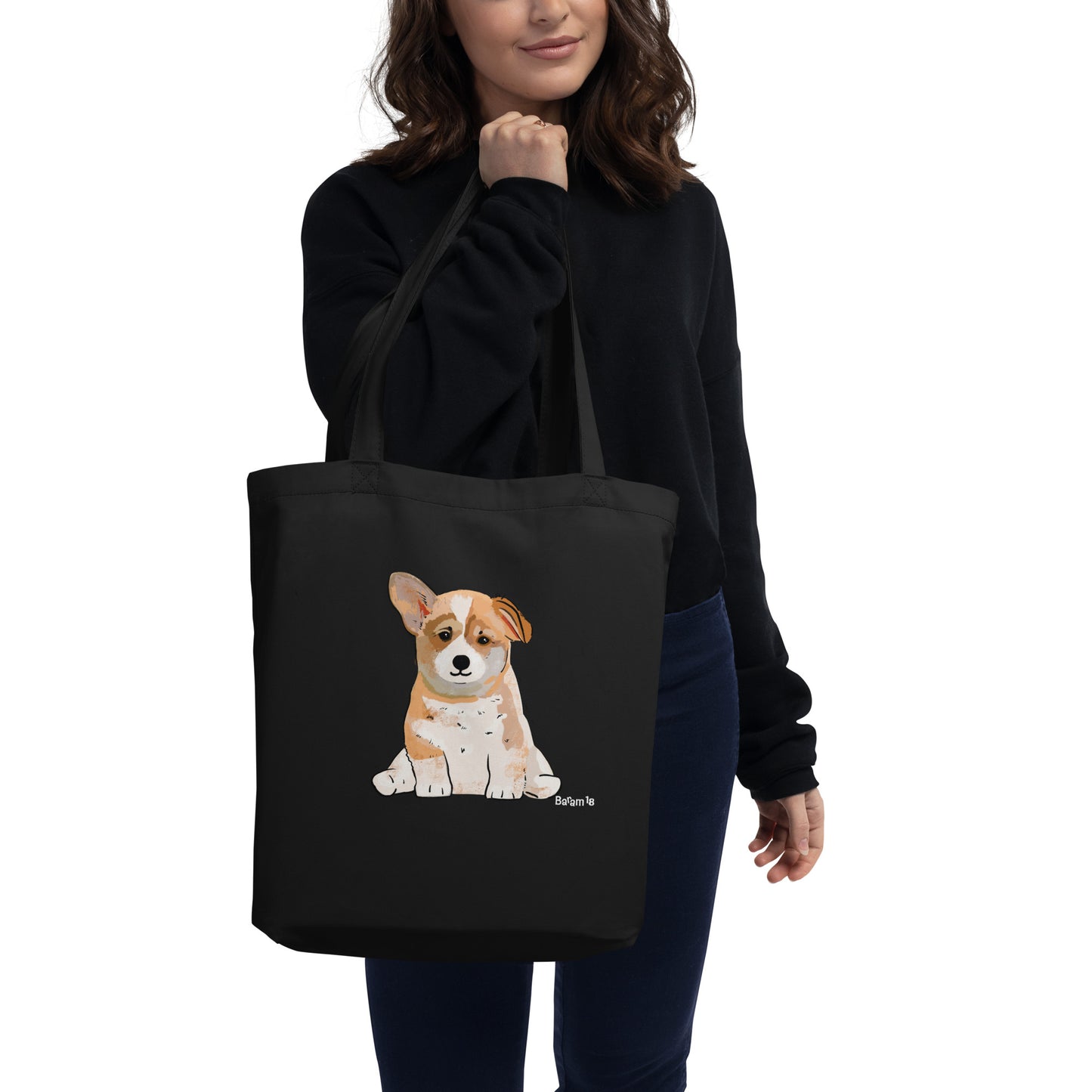 "Corgi Puppy Tote Bag | Hand Drawn Art by Tanny’s Pawtique | Cute Dog Lover Accessory"