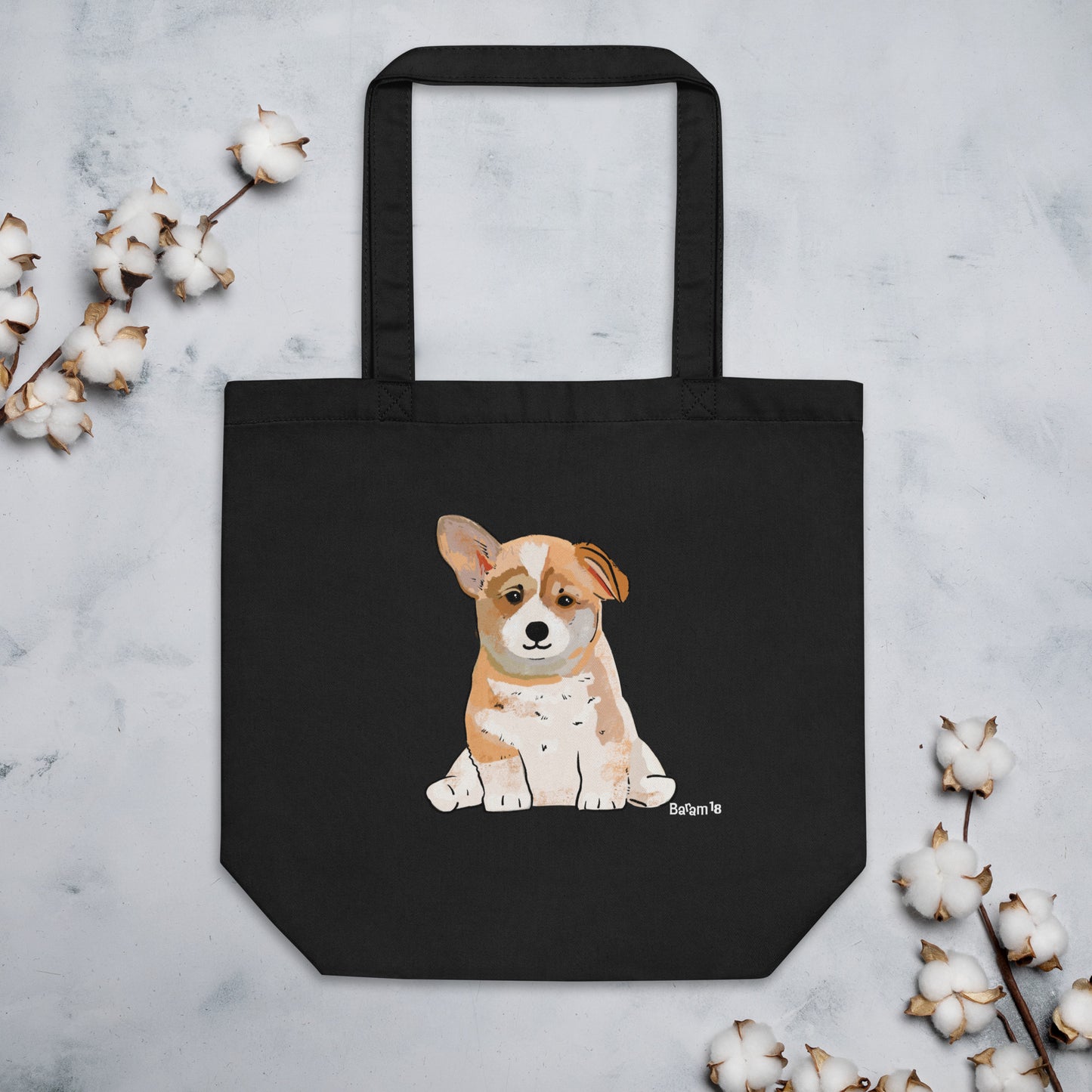 "Corgi Puppy Tote Bag | Hand Drawn Art by Tanny’s Pawtique | Cute Dog Lover Accessory"