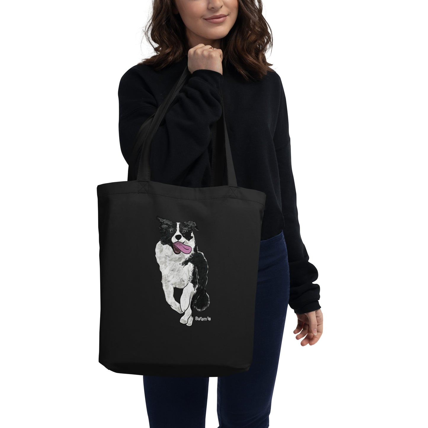 "Border Collie Tote Bag | Hand Drawn Art by Tanny’s Pawtique | Stylish Dog Lover Accessory"