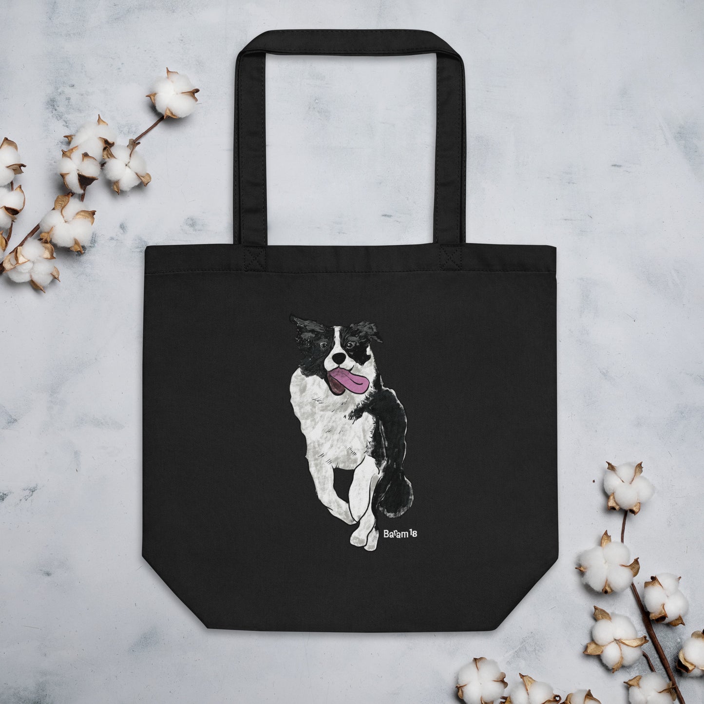 "Border Collie Tote Bag | Hand Drawn Art by Tanny’s Pawtique | Stylish Dog Lover Accessory"