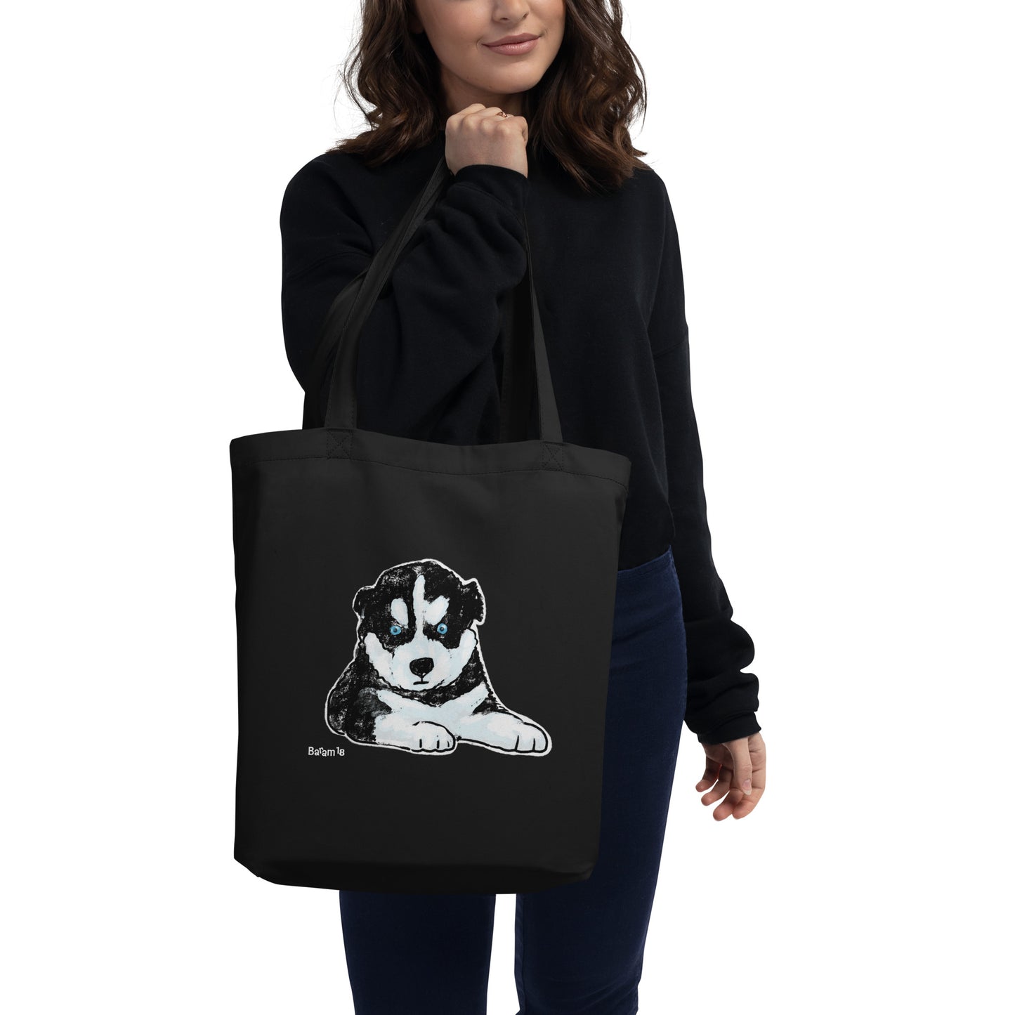 "Husky Puppy Tote Bag | Hand Drawn Art by Tanny’s Pawtique | Cute Dog Lover Accessory"