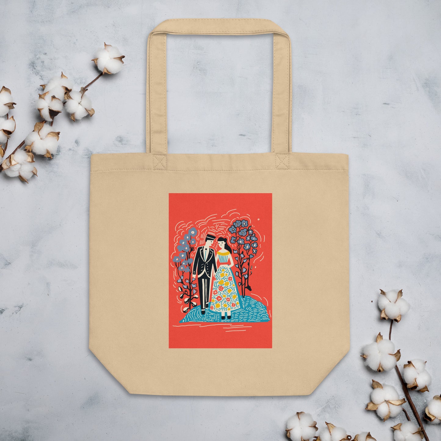 Lovers Tarot Eco Tote Bag – Unique Tarot Art by Luna – Sustainable Tote for Tarot Lovers and Romantic Style