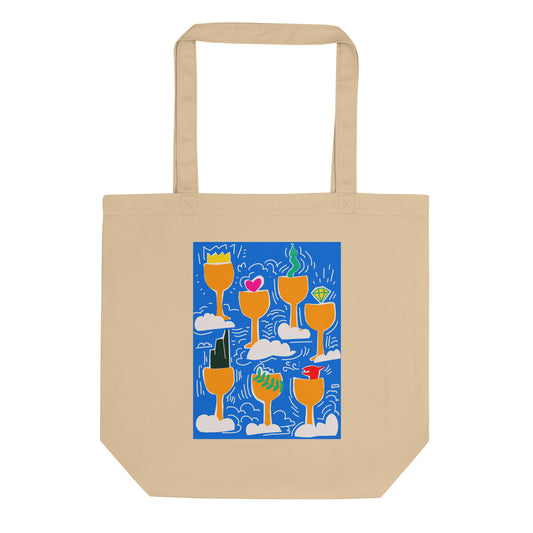 Seven of Cups Tarot Eco Tote Bag – Unique Tarot Art by Luna – Sustainable Tote for Tarot Lovers and Mystical Style