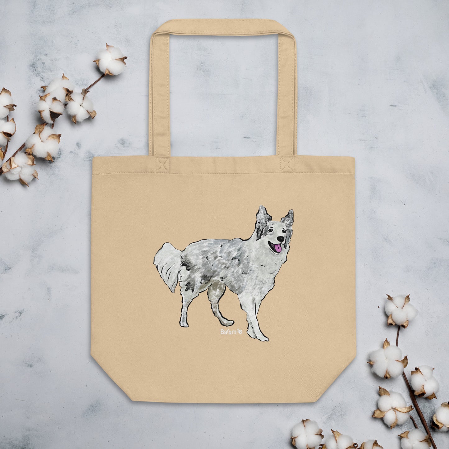 "Border Collie Tote Bag | Hand Drawn Art by Tanny’s Pawtique | Stylish Dog Lover Accessory"